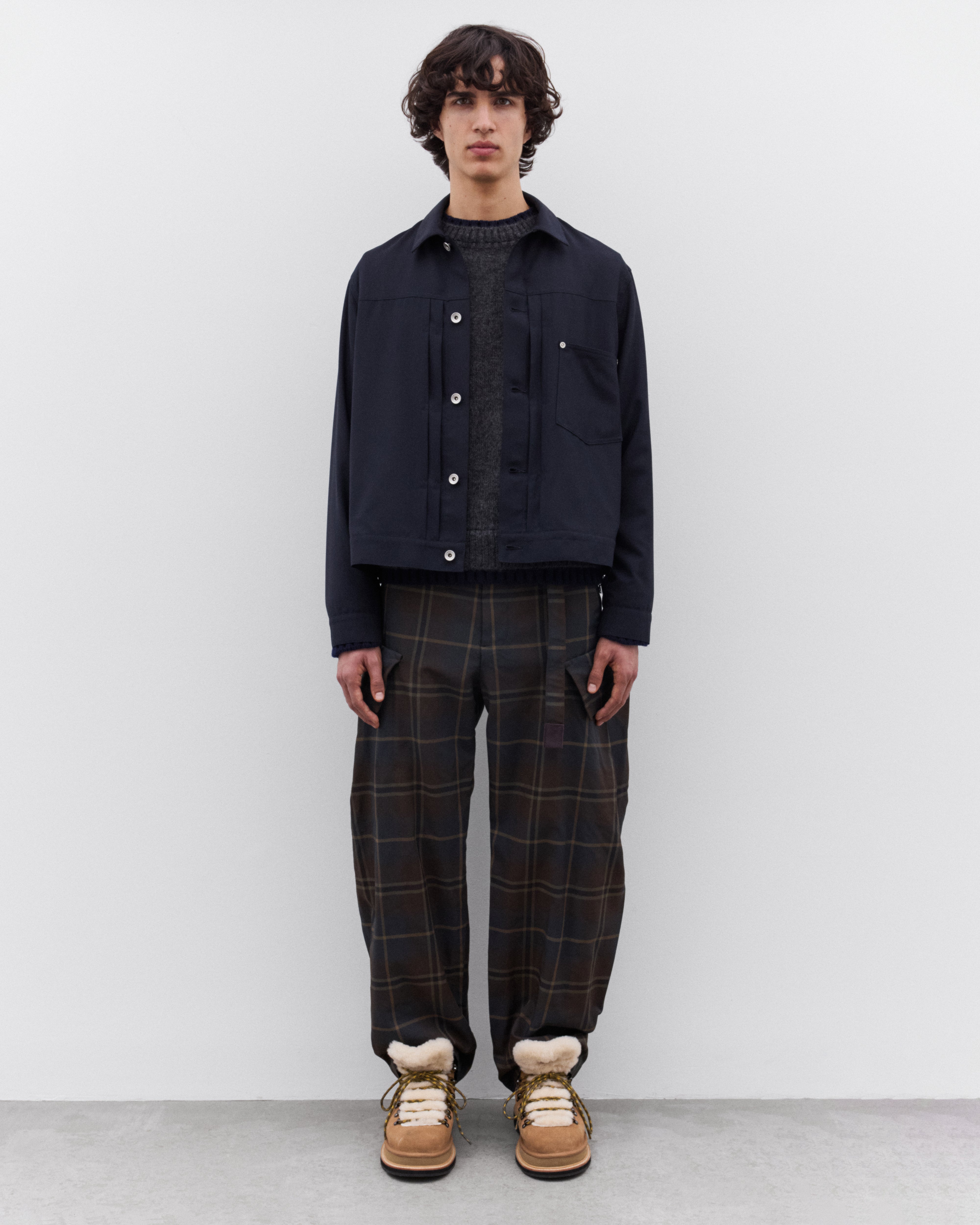sacai: Men's Trucker Jacket (Black) | DSML E-SHOP