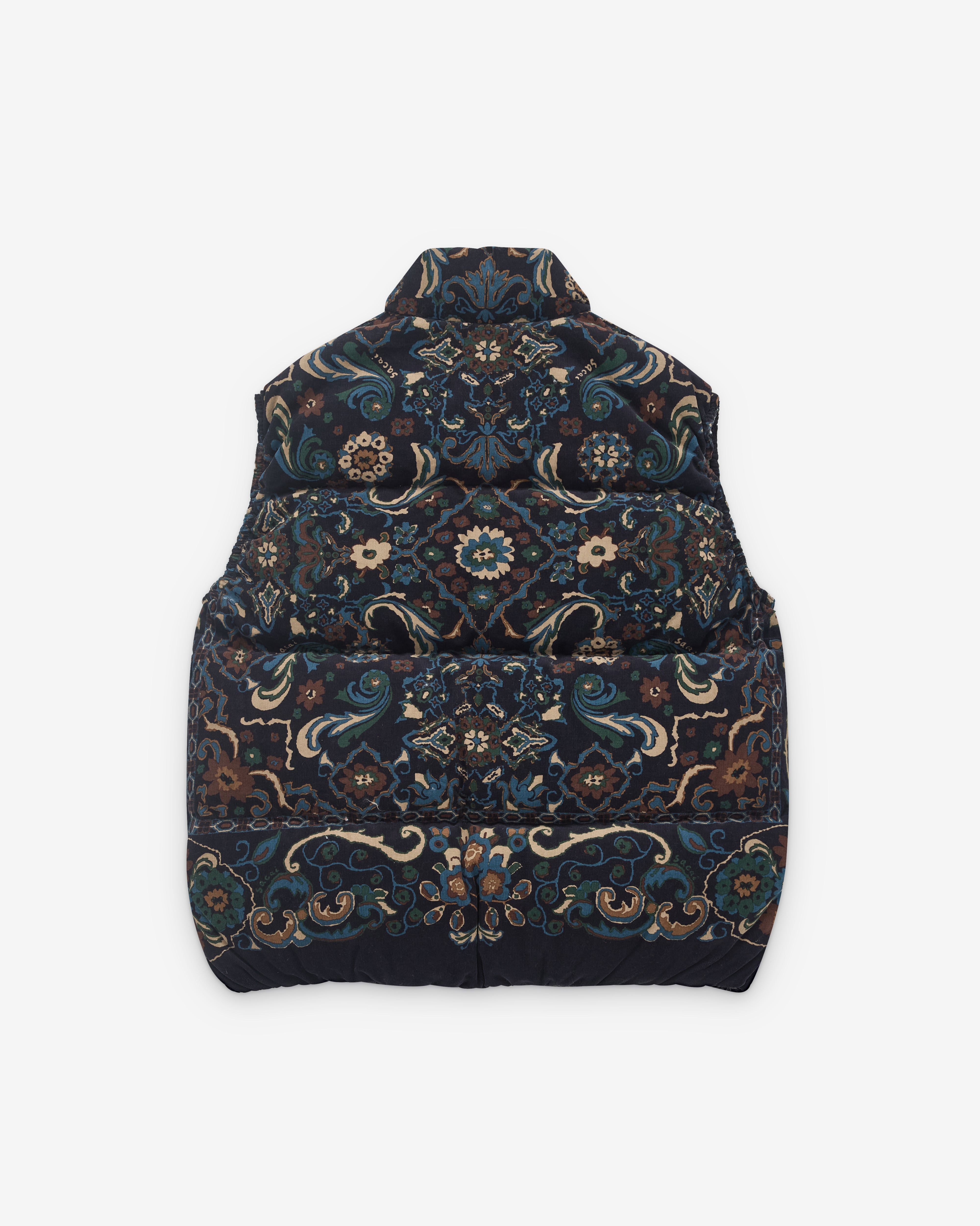 sacai: Men's Floral Print Corduroy Vest (Navy) | DSML E-SHOP