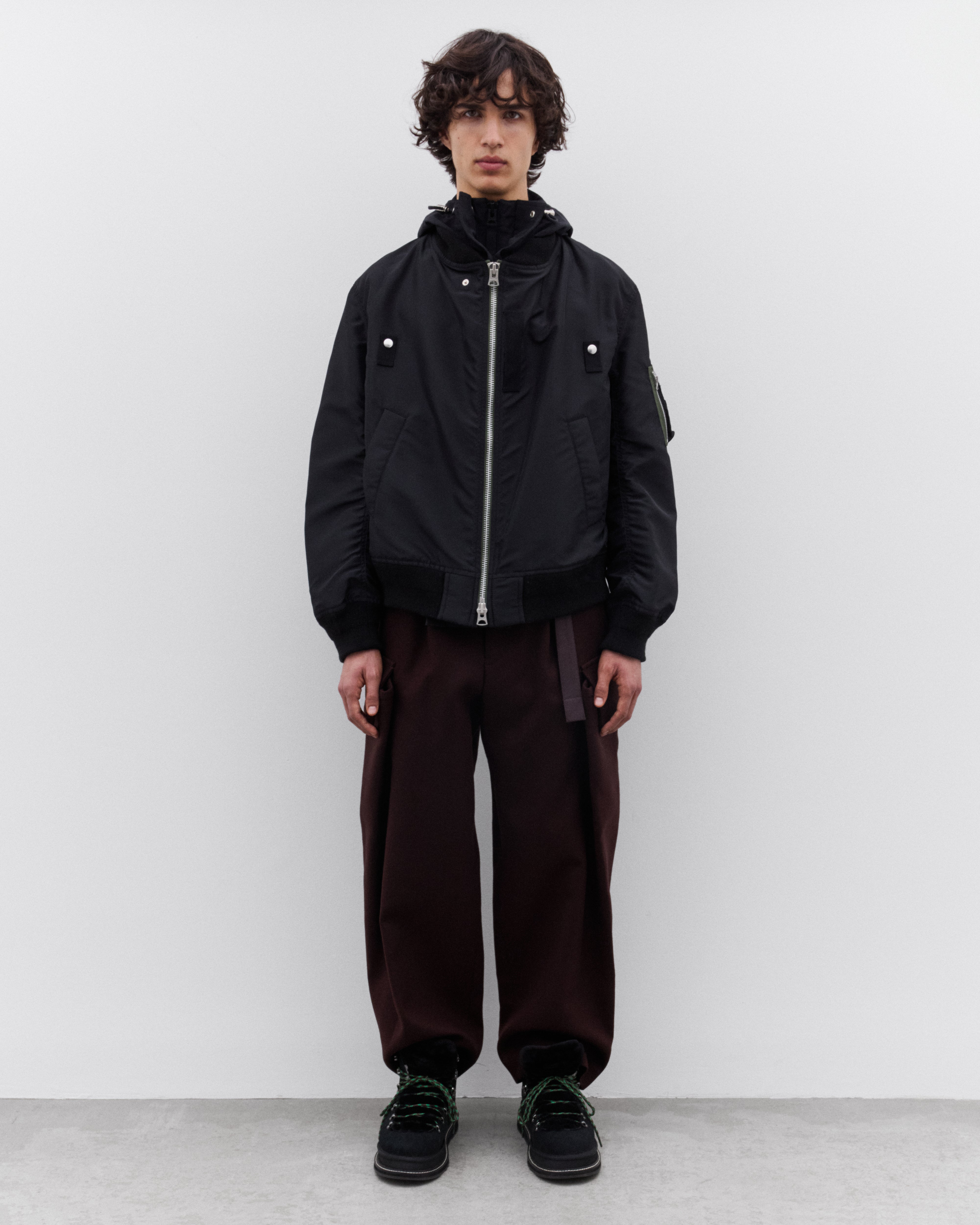 sacai: Men's Nylon Twill X Grosgrain Jacket (Black) | DSML E