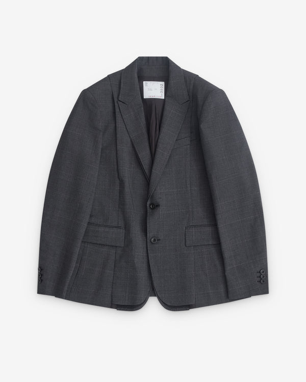 sacai - Men’s Glen Check Layered Jacket - (Grey)