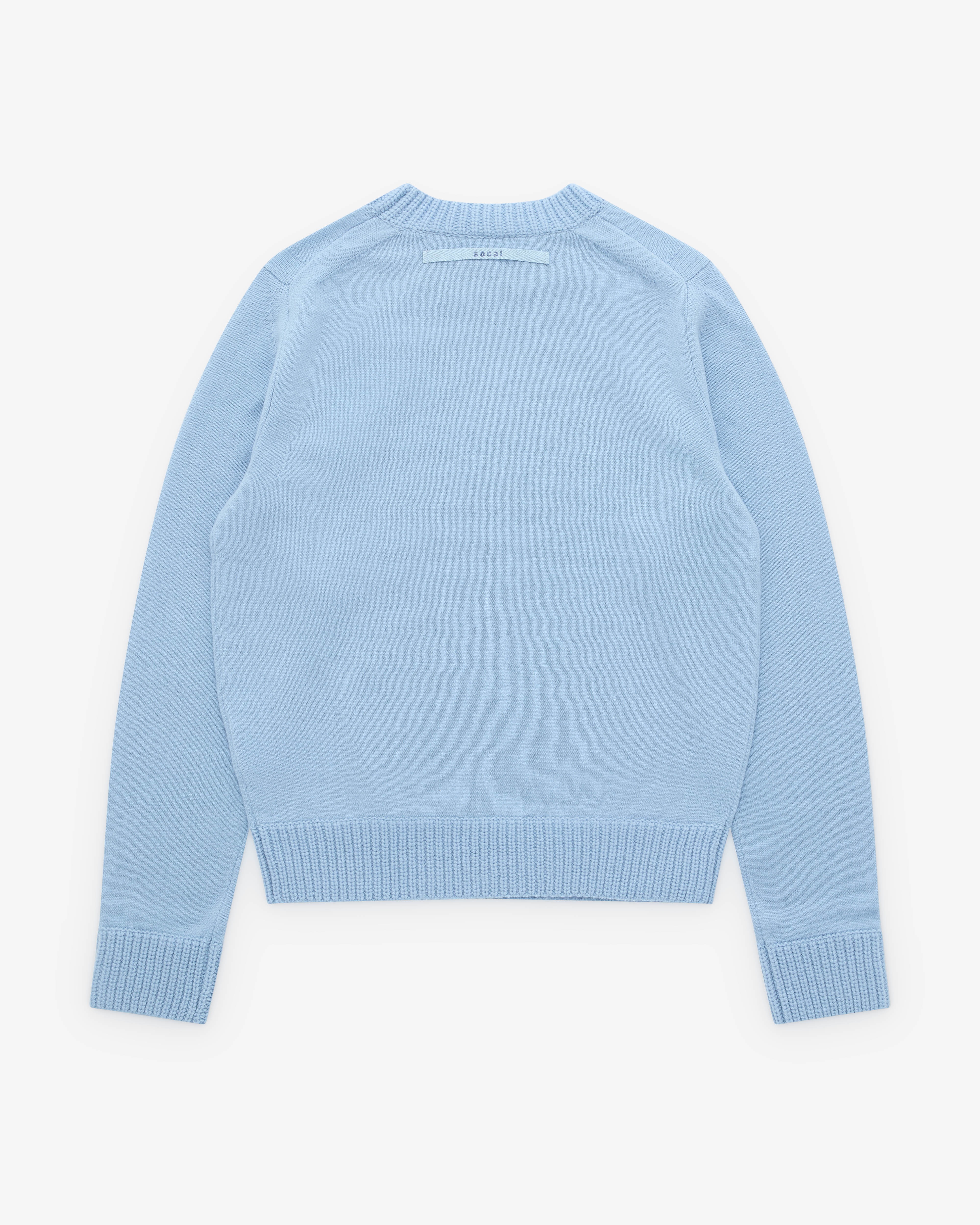 sacai: Men's Wool Knit Pullover (Light Blue) | DSML E-SHOP