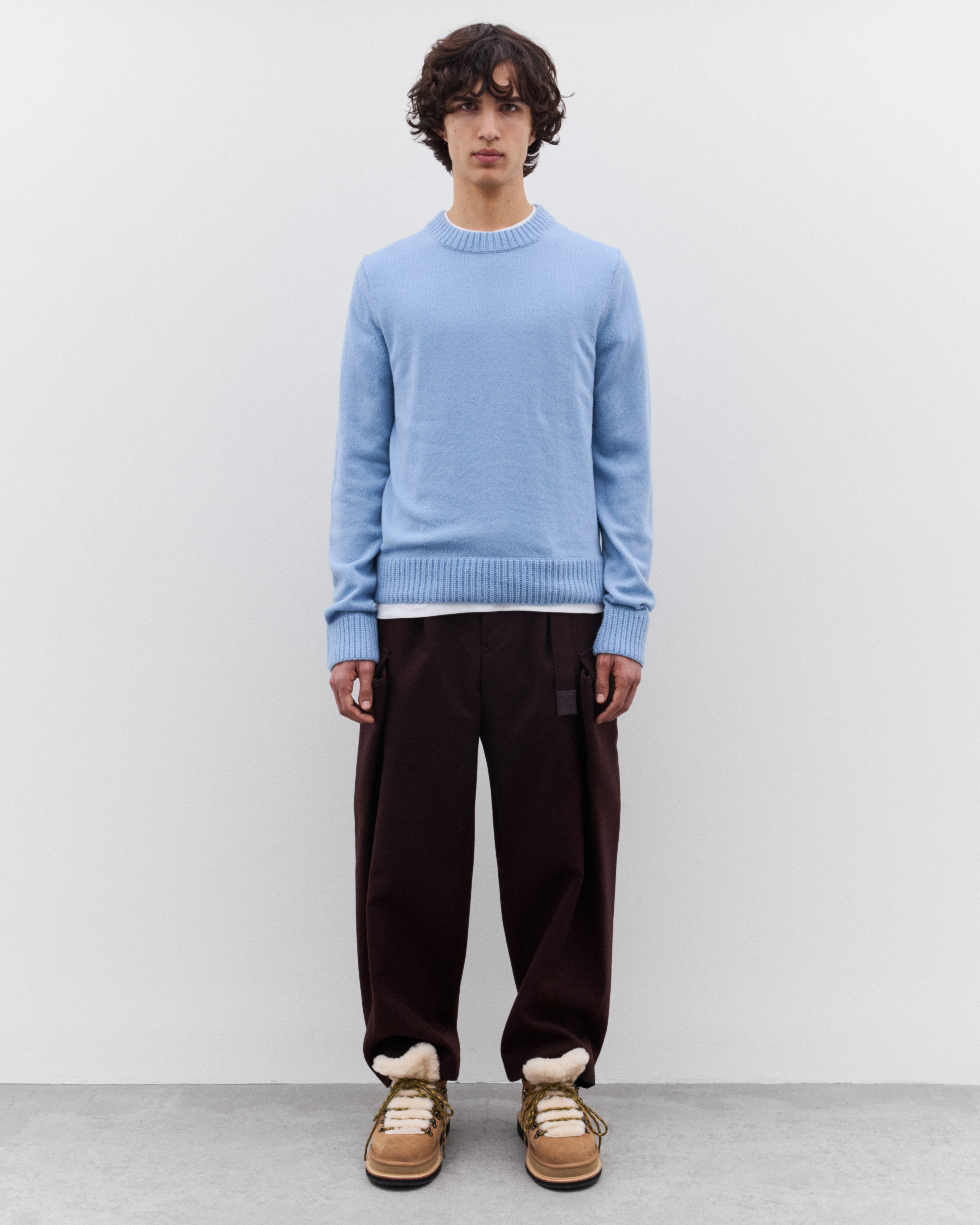 sacai: Men's Wool Melton Pants (Burgundy) | DSML E-SHOP
