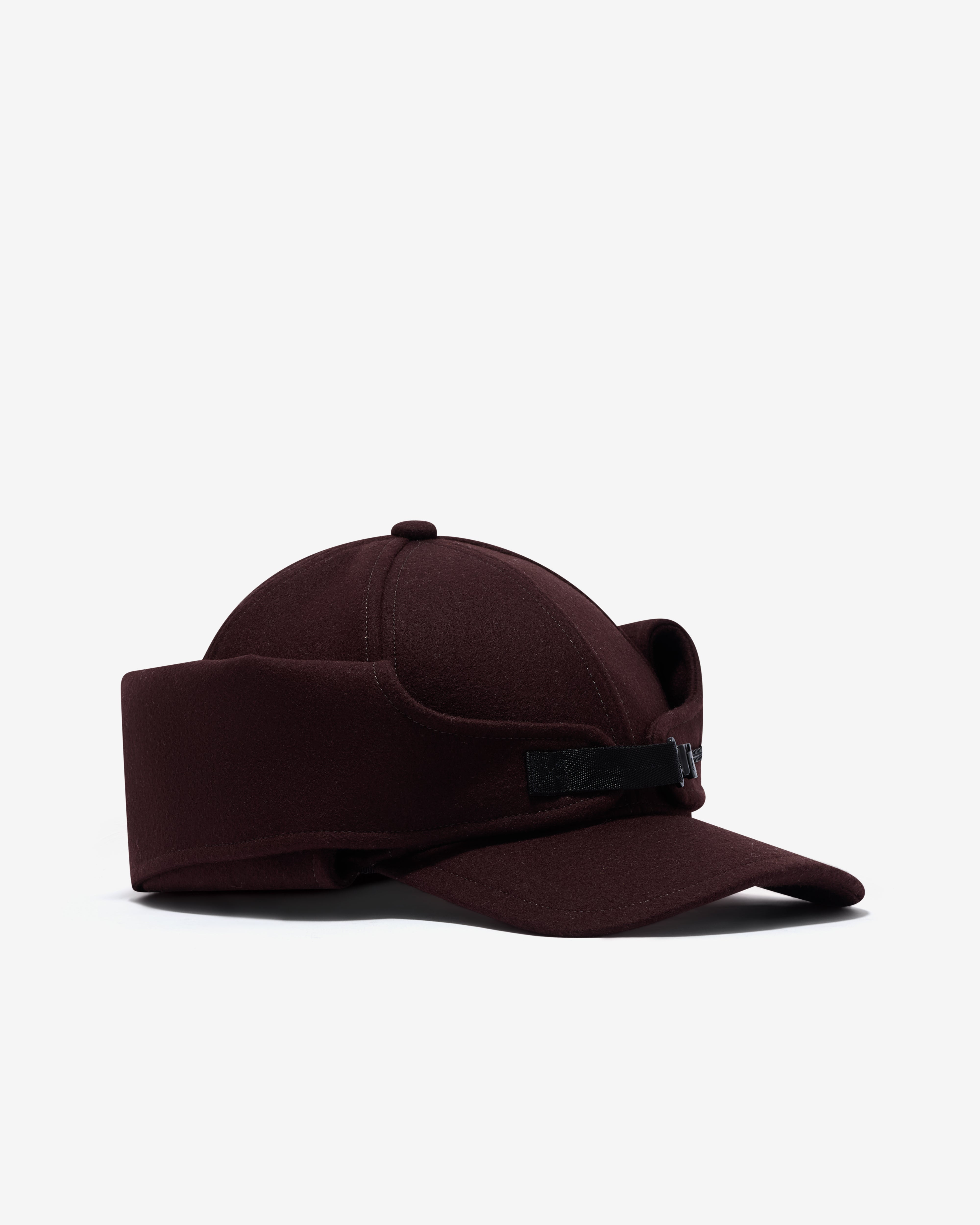 sacai: Men's Wool Belt Cap (Burgundy) | DSML E-SHOP