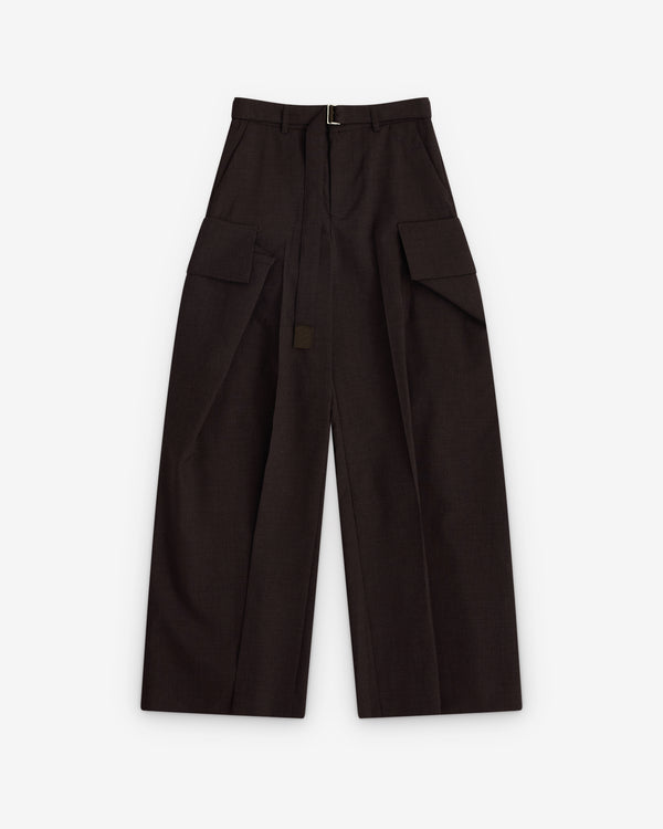 sacai - Women's Wide Leg Pleated Trousers - (Burgundy)