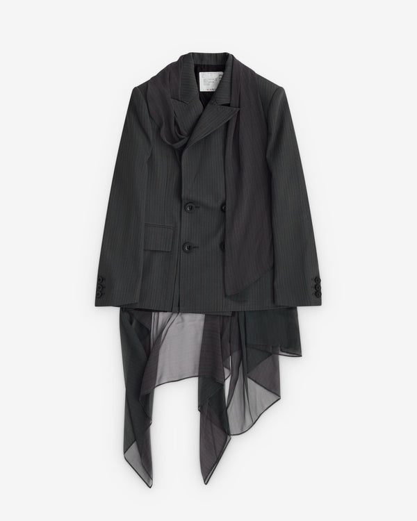 sacai - Women's Pinstripe Tulle Drape Blazer - (Grey)