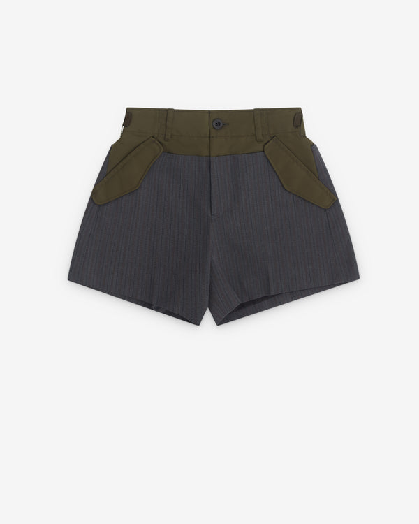 Sacai - Women’s Stripe Doeskin Shorts - (Grey/Khaki)
