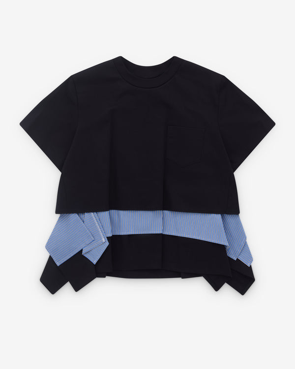 sacai - Women’s Poplin And Jersey T-Shirt - (Black/Blue)