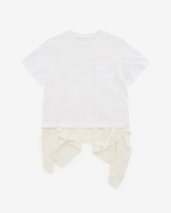 Sacai - Women’s Satin Cotton Jersey T-Shirt - (White/Cream)
