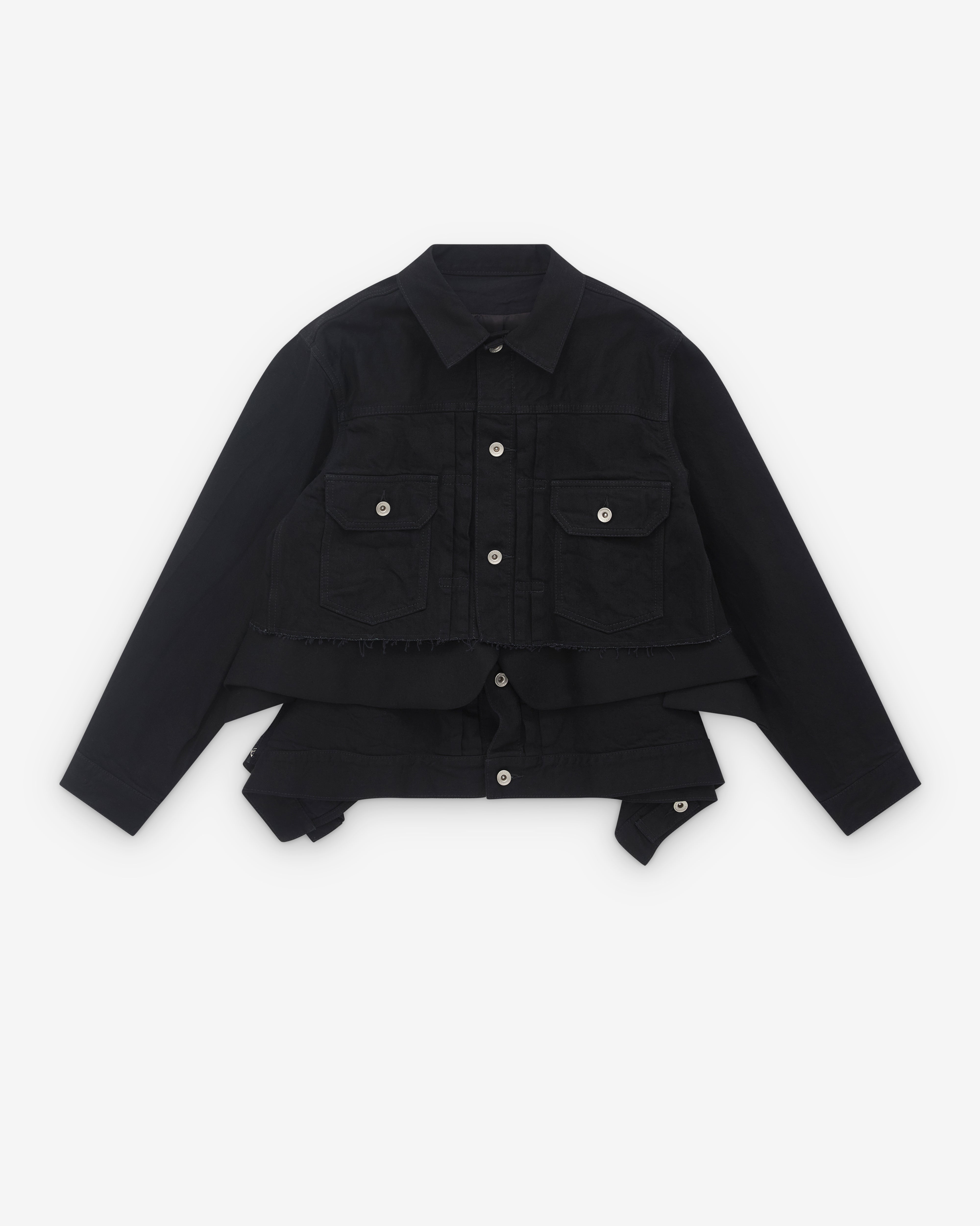 Sacai: Women's Denim Wool Melton Jacket (Black) | DSML E-SHOP