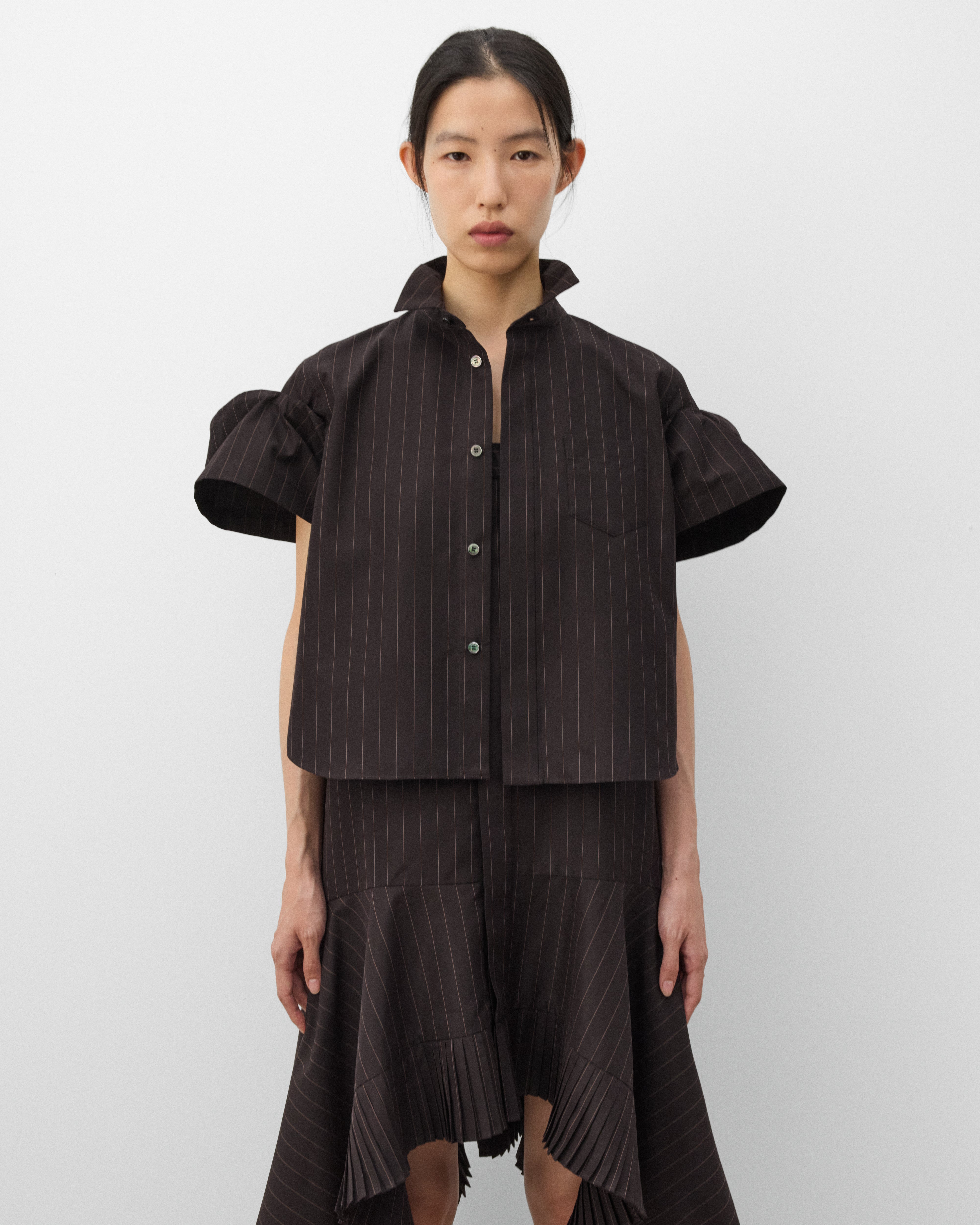 Sacai: Women's Chalk Stripe Shirt (Black) | Dover Street Market London
