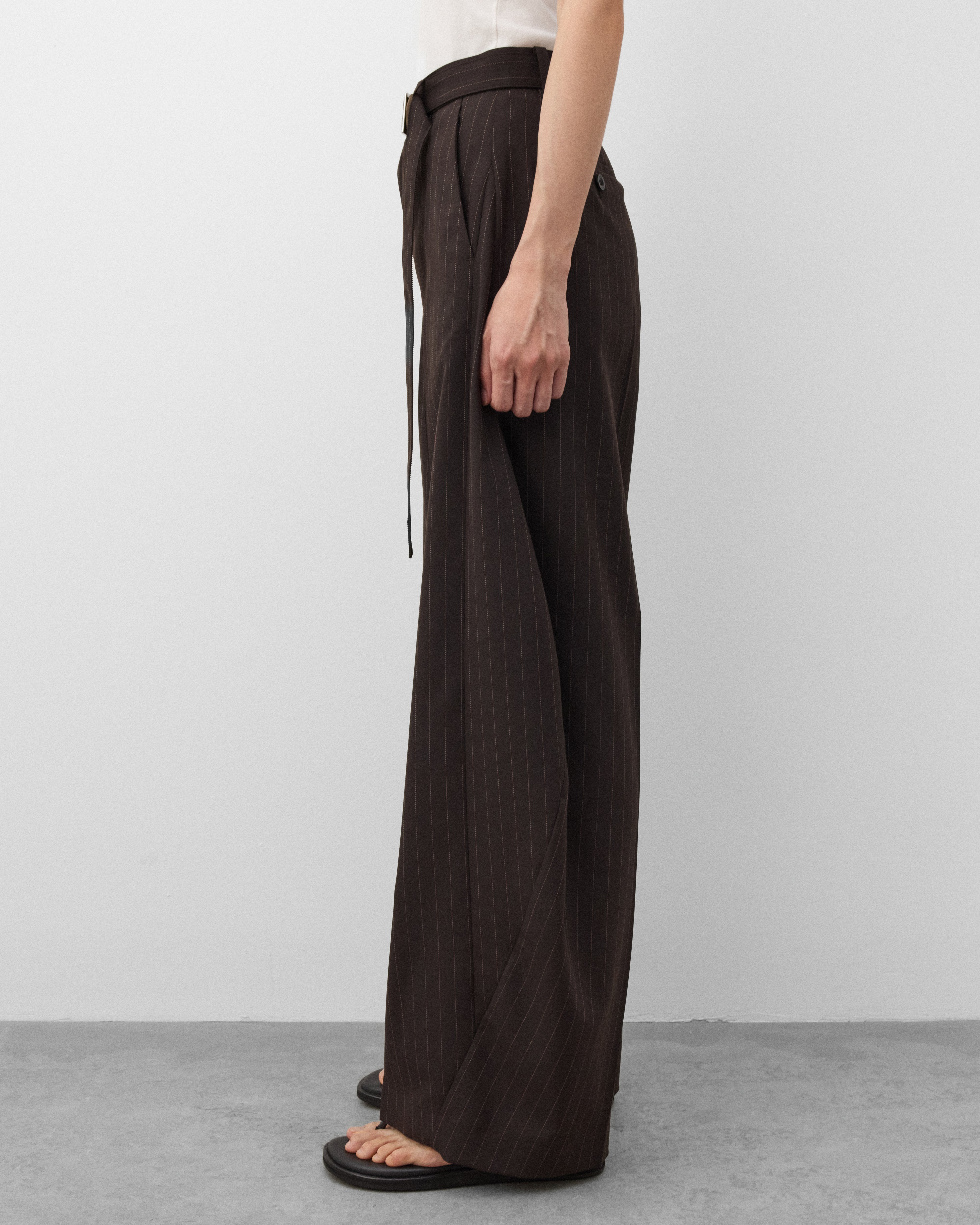 Sacai : Women's Chalk Stripe Pants (Brown) | Dover Street Market