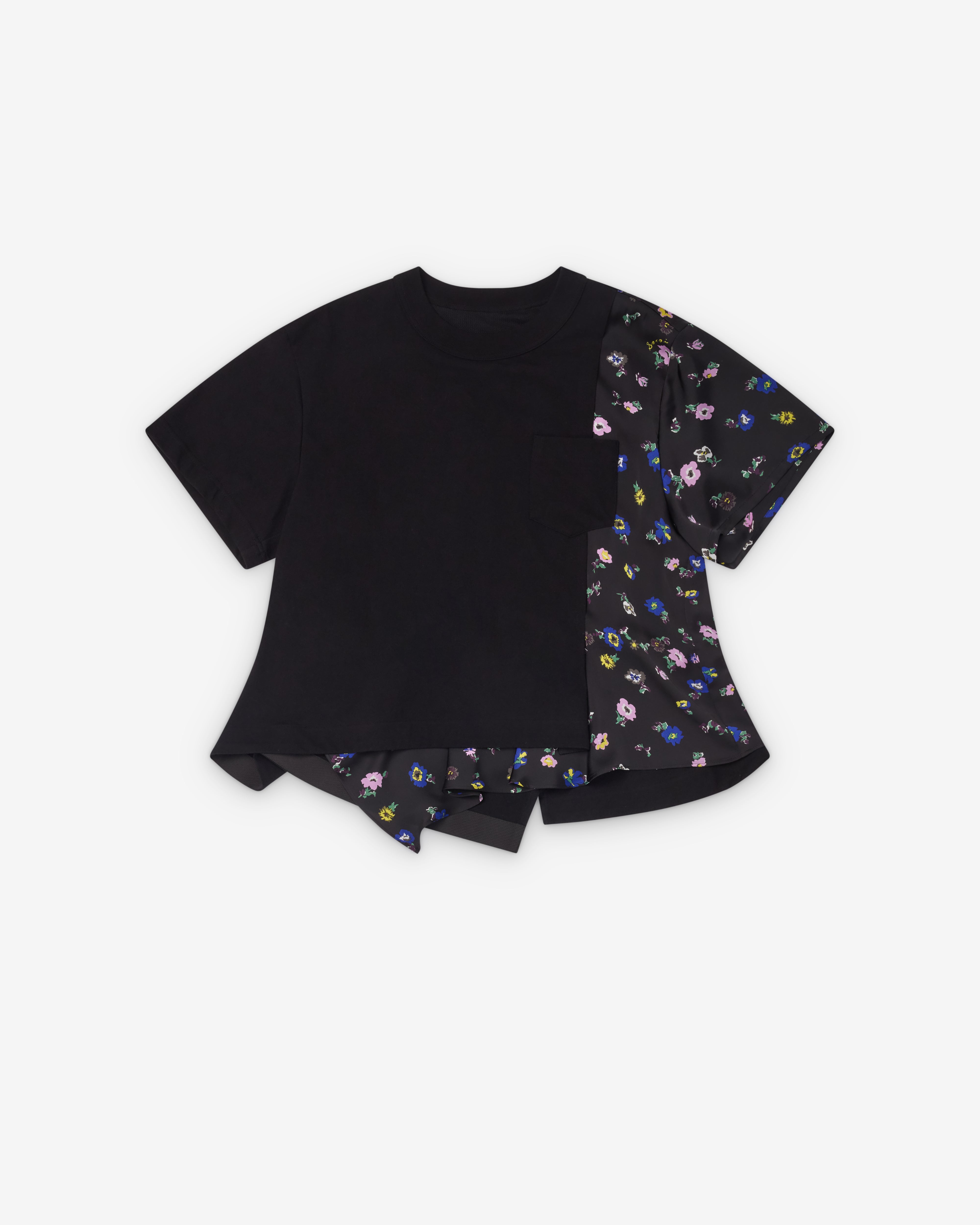 Sacai: Women's Floral Print T-Shirt (Black/Multi) | Dover Street