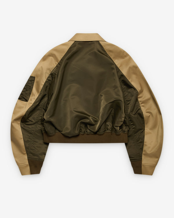 sacai - Women's Collared Bomber Jacket - (Khaki/Stone)