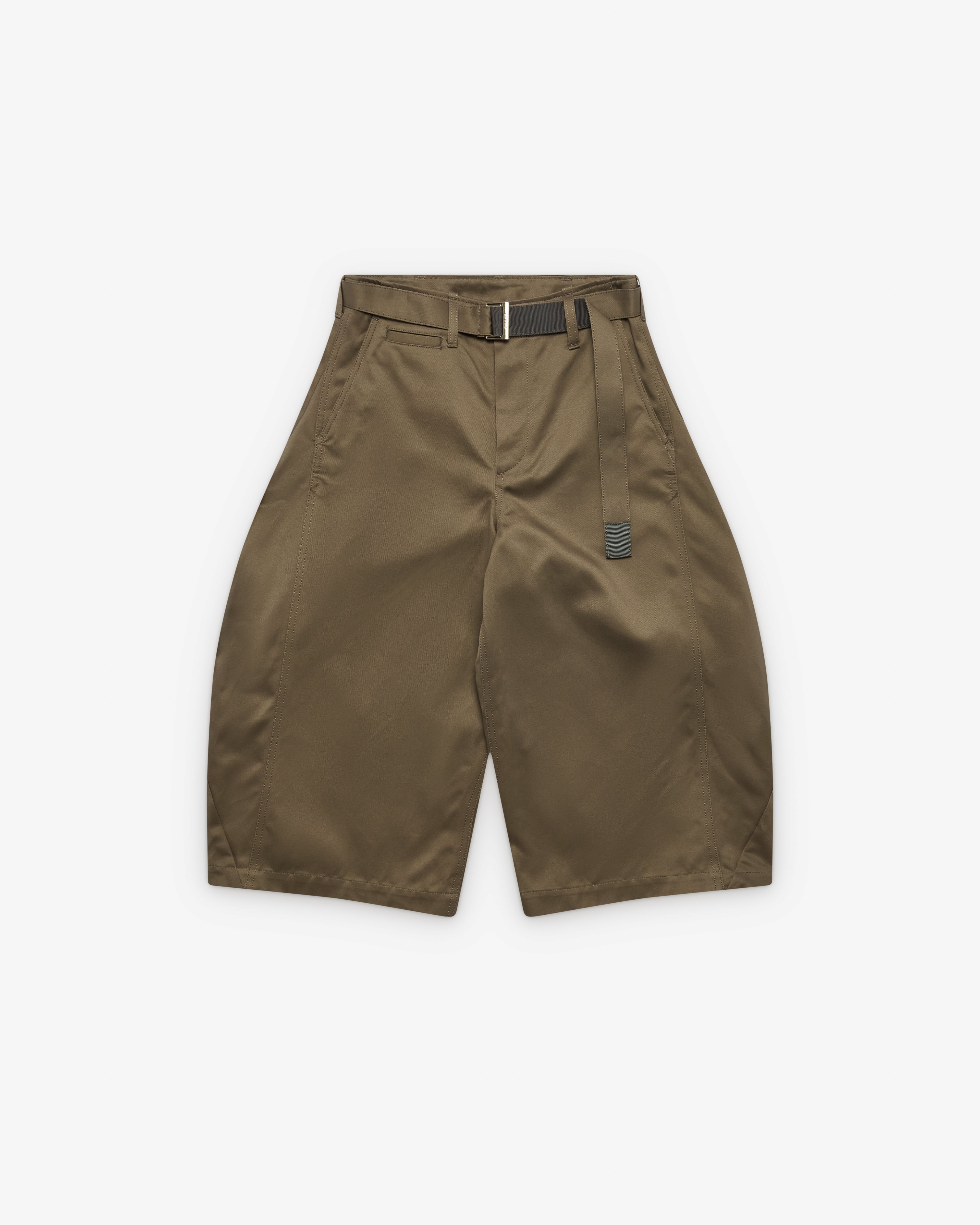 Sacai: Women's Cotton Chino Shorts (Khaki Grey) | DSML E-SHOP