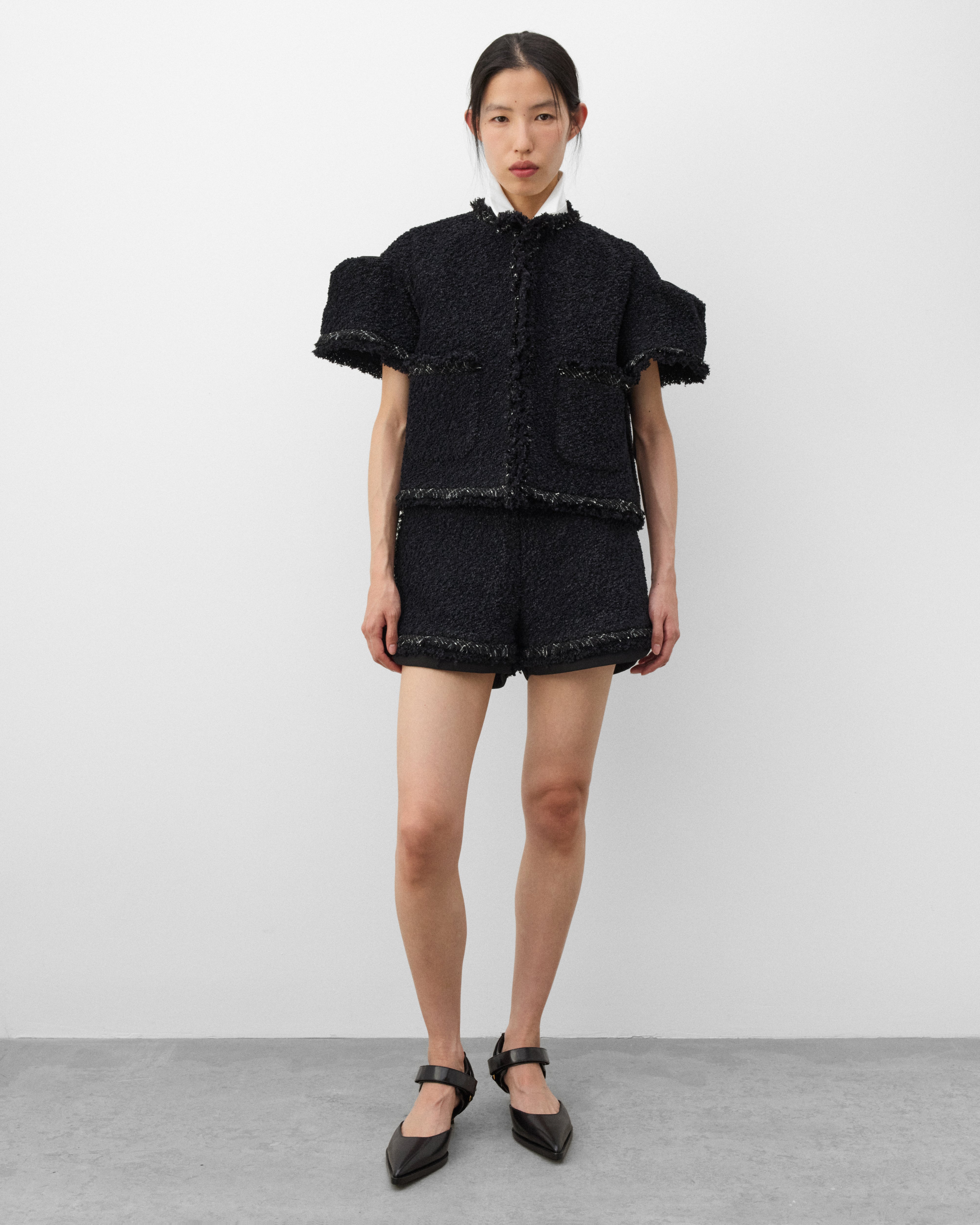 sacai: Women's Tweed Jacket (Black) | Dover Street Market London