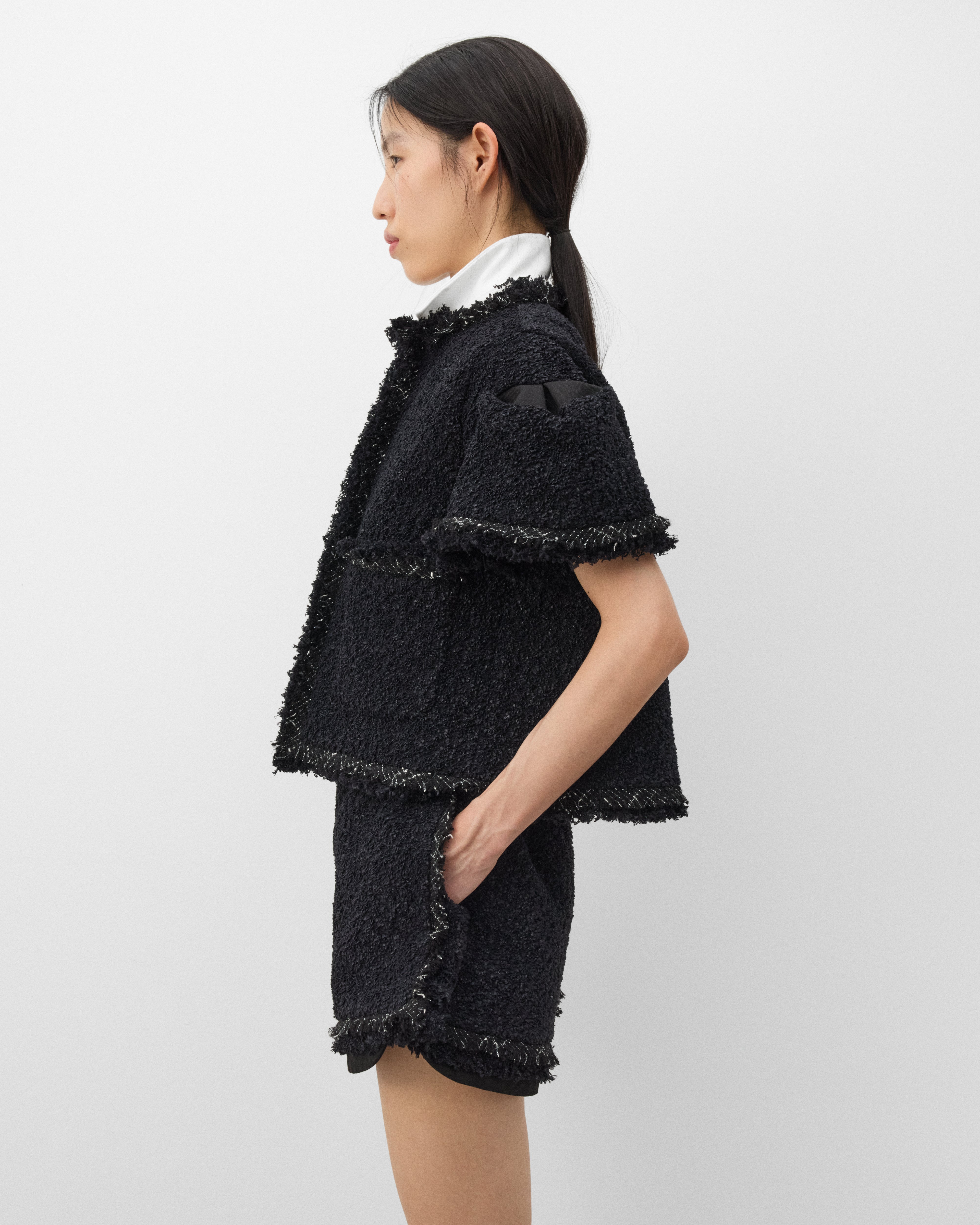 sacai: Women's Tweed Jacket (Black) | Dover Street Market London