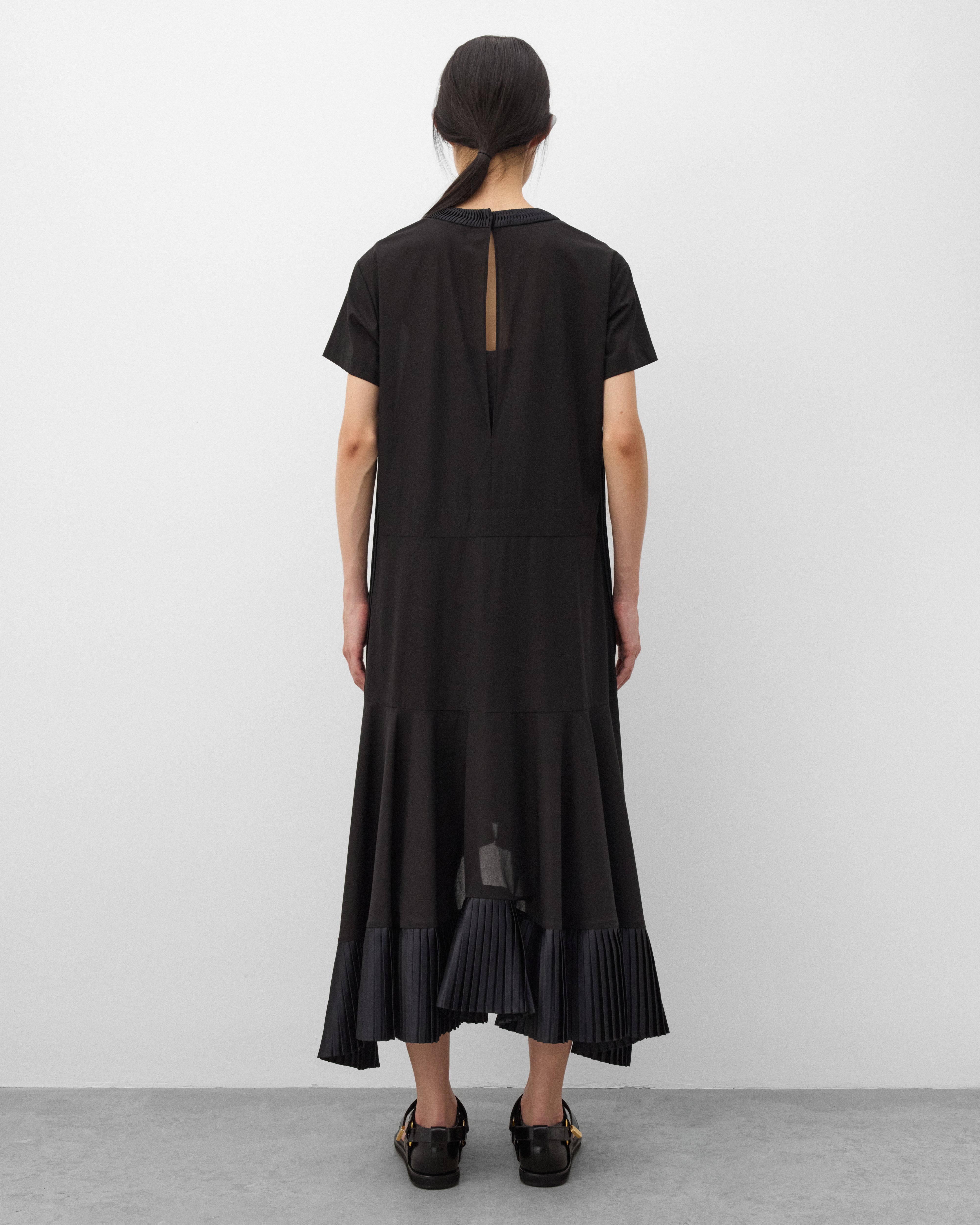 Sacai : Women's Cotton Broadcloth Dress (Black) | Dover Street