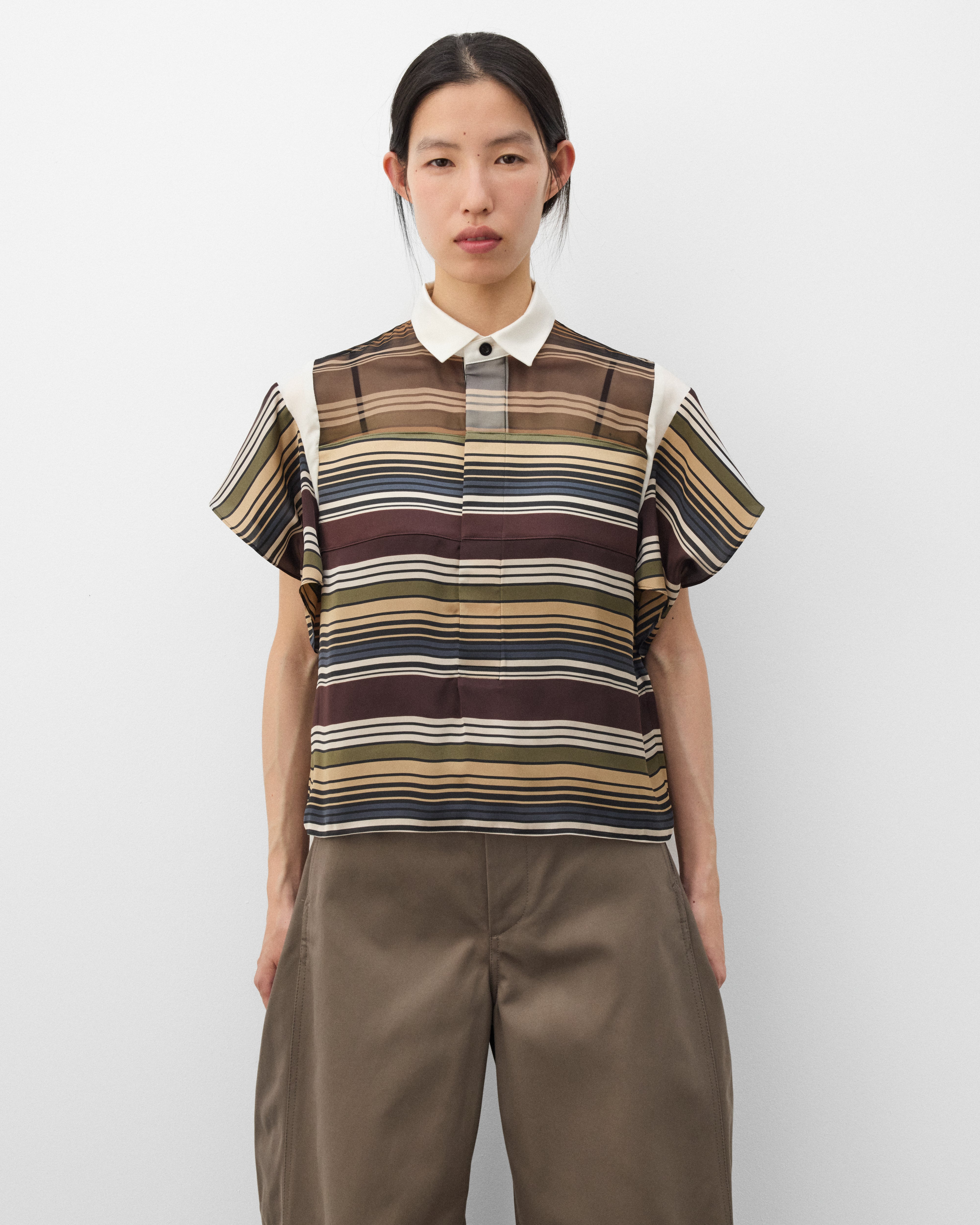 ニット/セーター sacai Horizontal Stripe Knit Cape SACAI Hooded striped ribbed-knit cape | NET-A-PORTER