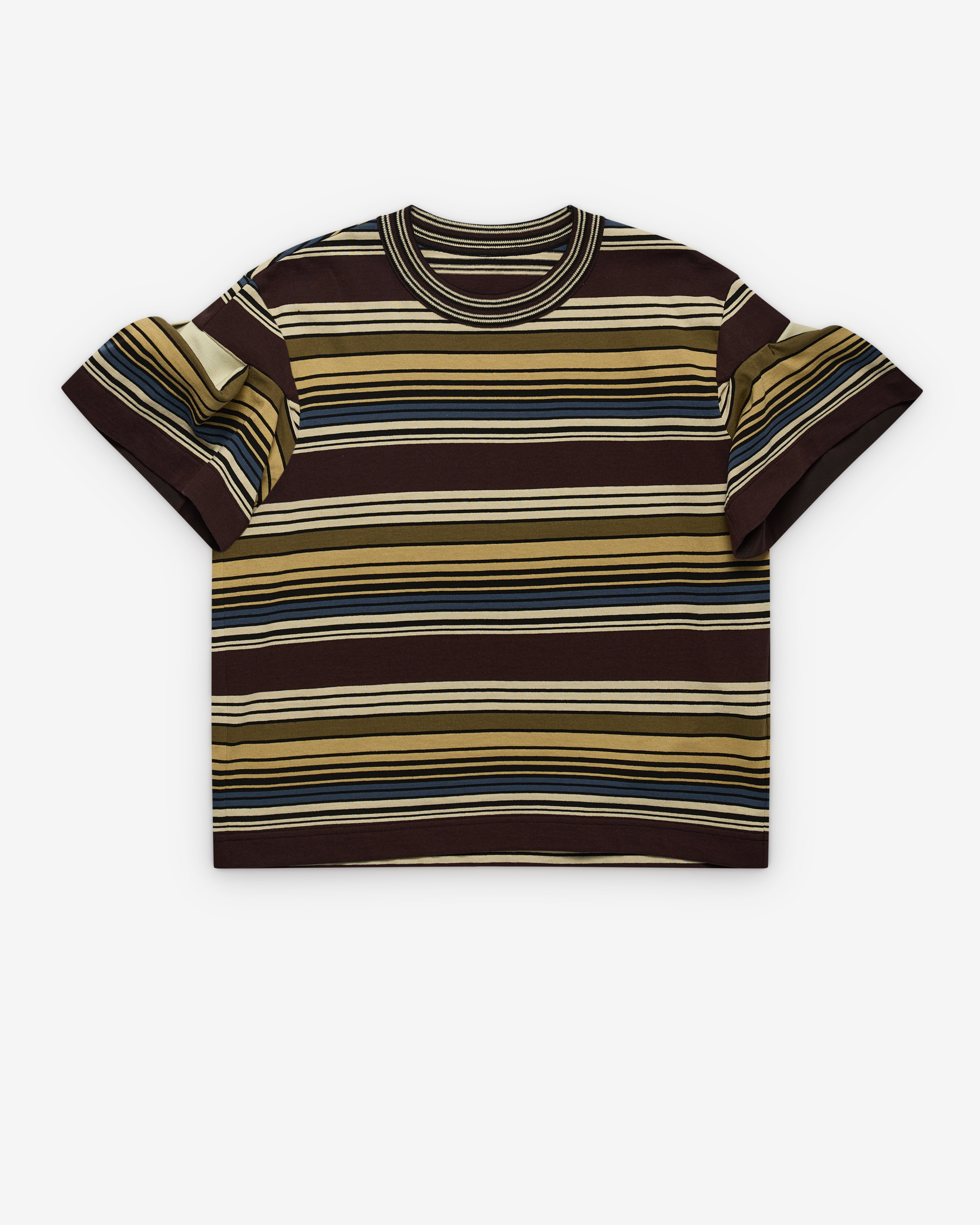 sacai: Women's Horizontal Stripe T-Shirt (Brown) | Dover Street