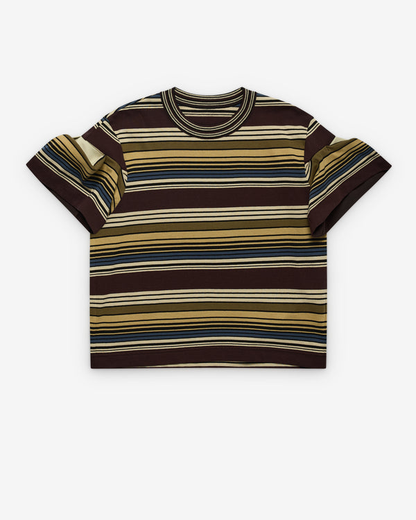 sacai - Women's Horizontal Stripe T-Shirt - (Brown)