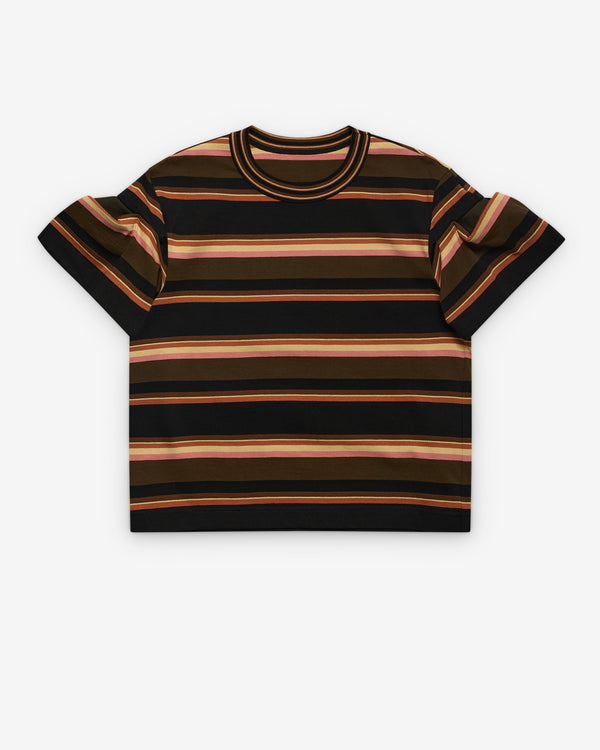 sacai - Women's Horizontal Stripe T-Shirt - (Brown)