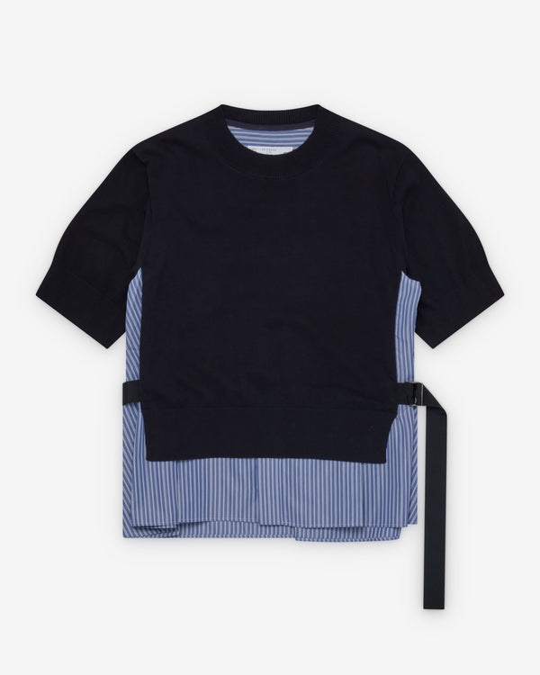Sacai  - Women's Poplin Knit Pullover - (Blue/Black)