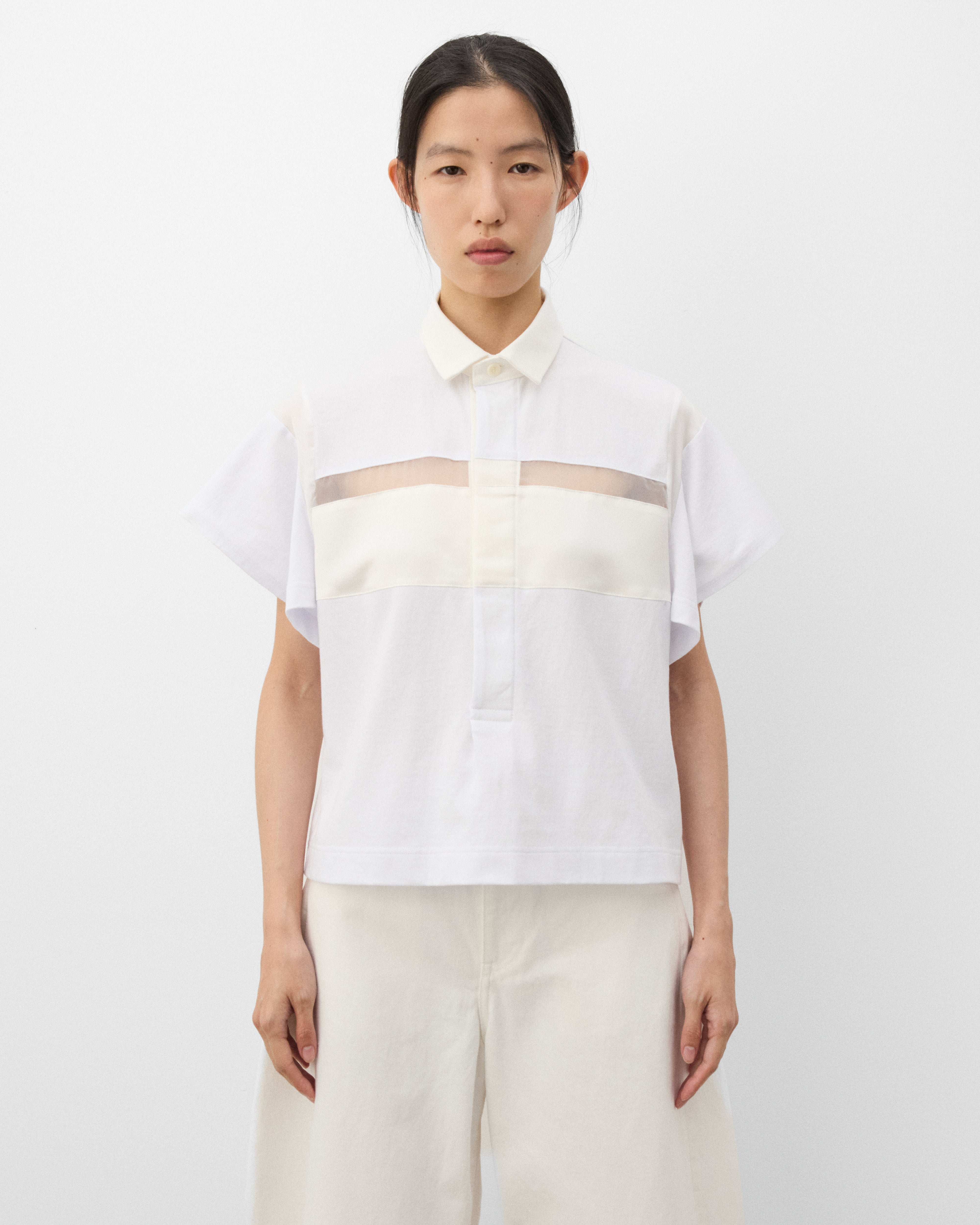 sacai: Women's Cotton Jersey Pullover (White) | Dover Street