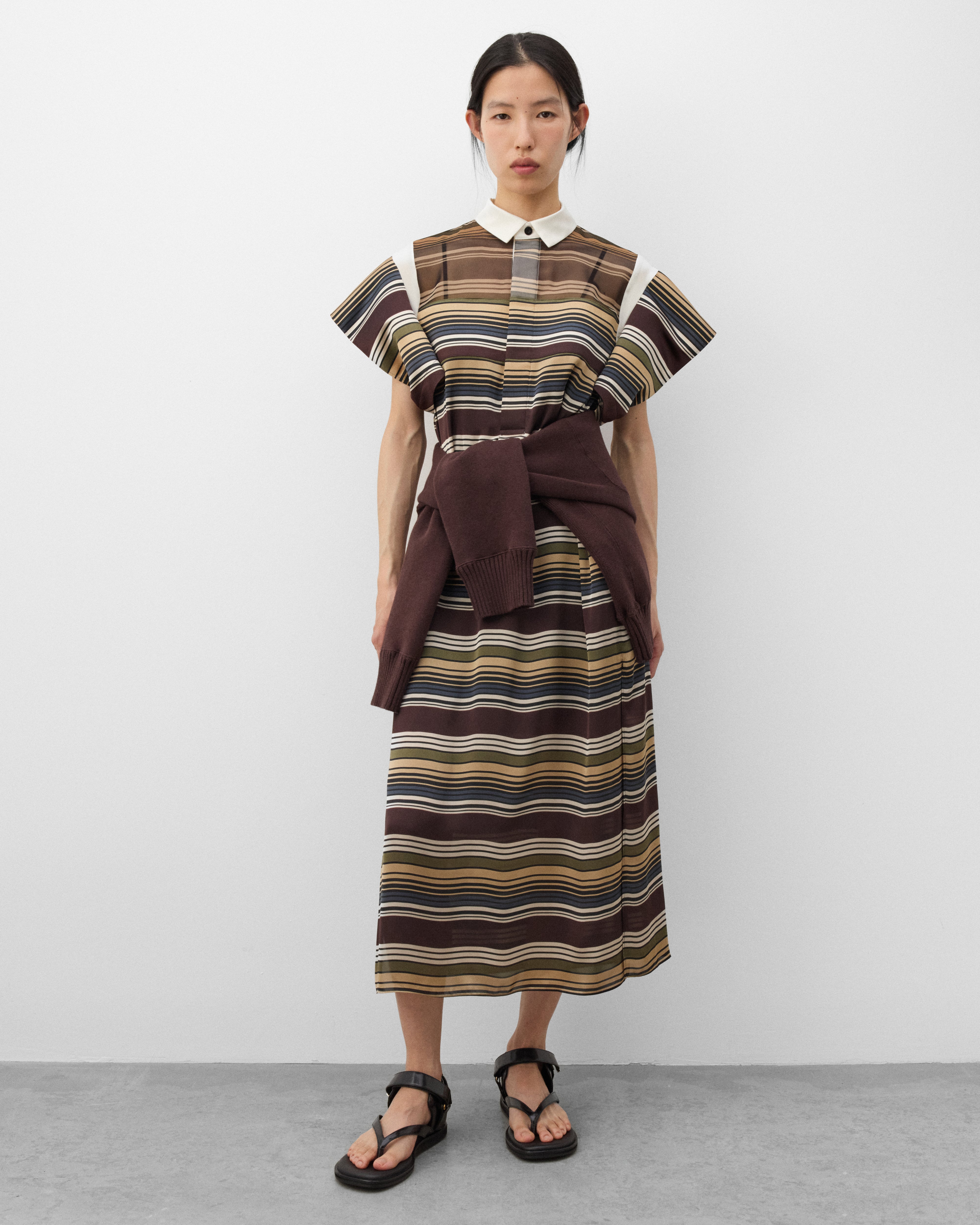 Sacai : Women's Horizontal Stripe Dress (Stripe/Multi) | Dover