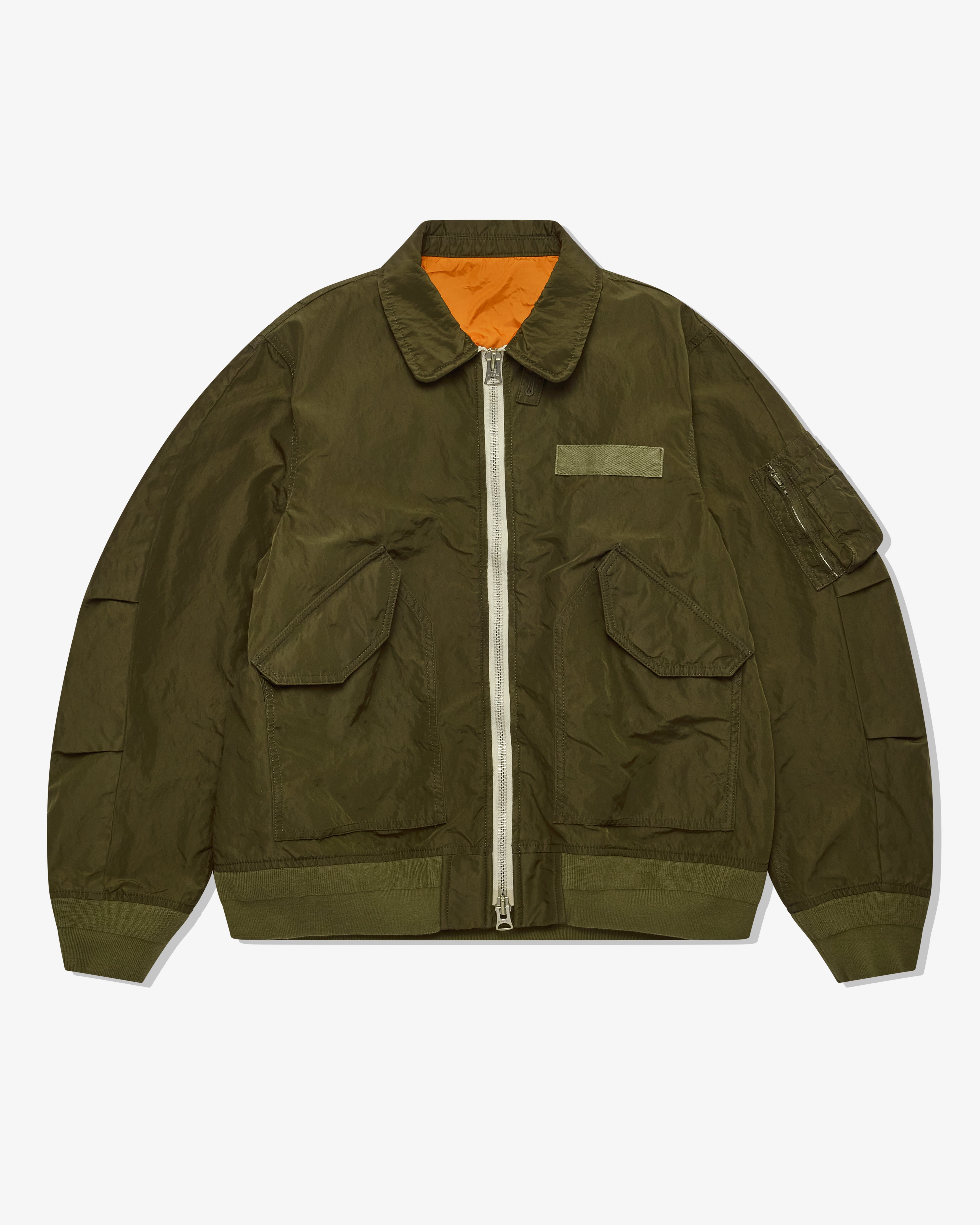 sacai: Men's Treated Nylon Twill Blouson (Khaki) | Dover Street