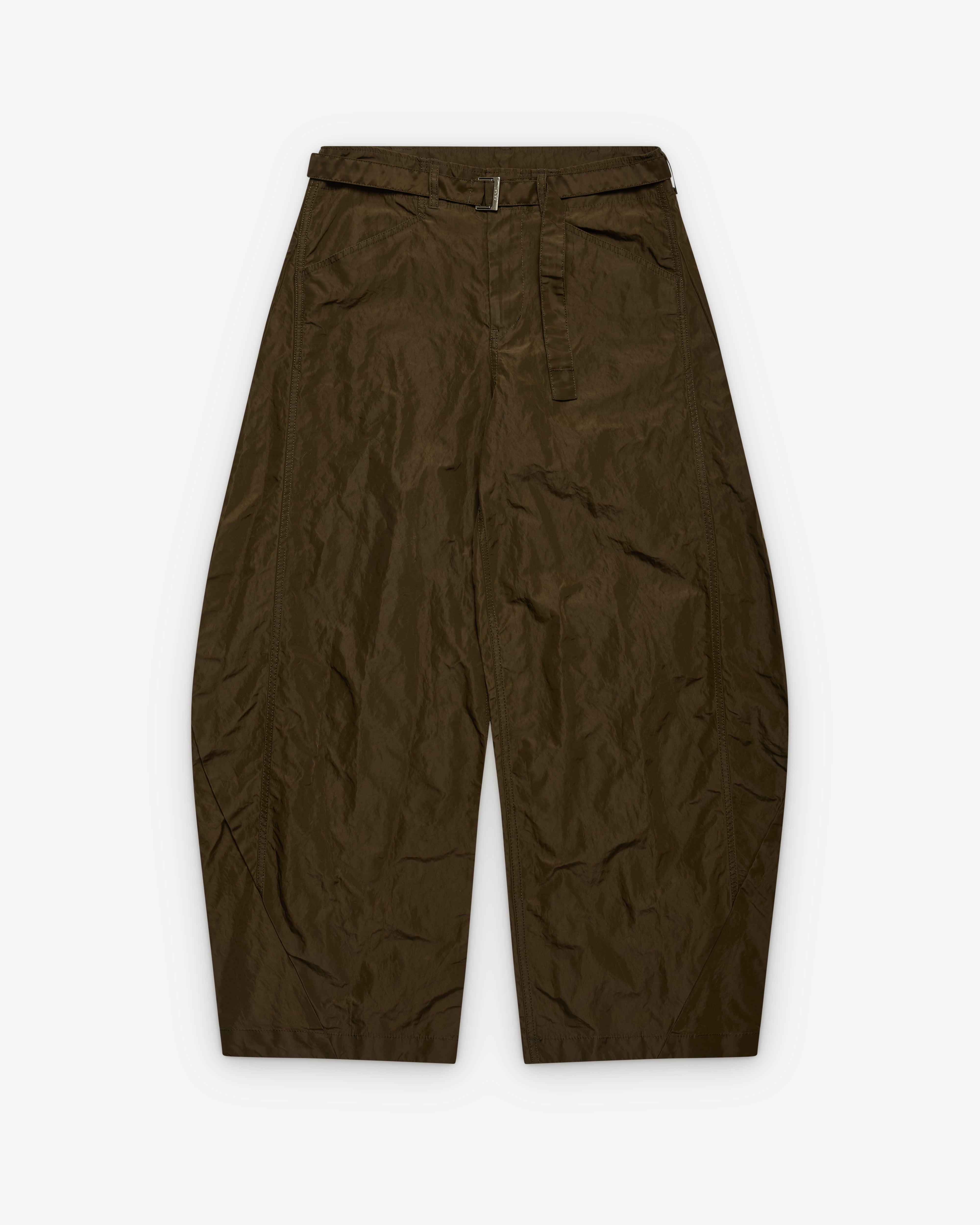 sacai: Men's Treated Nylon Twill Pants (Khaki) | Dover Street