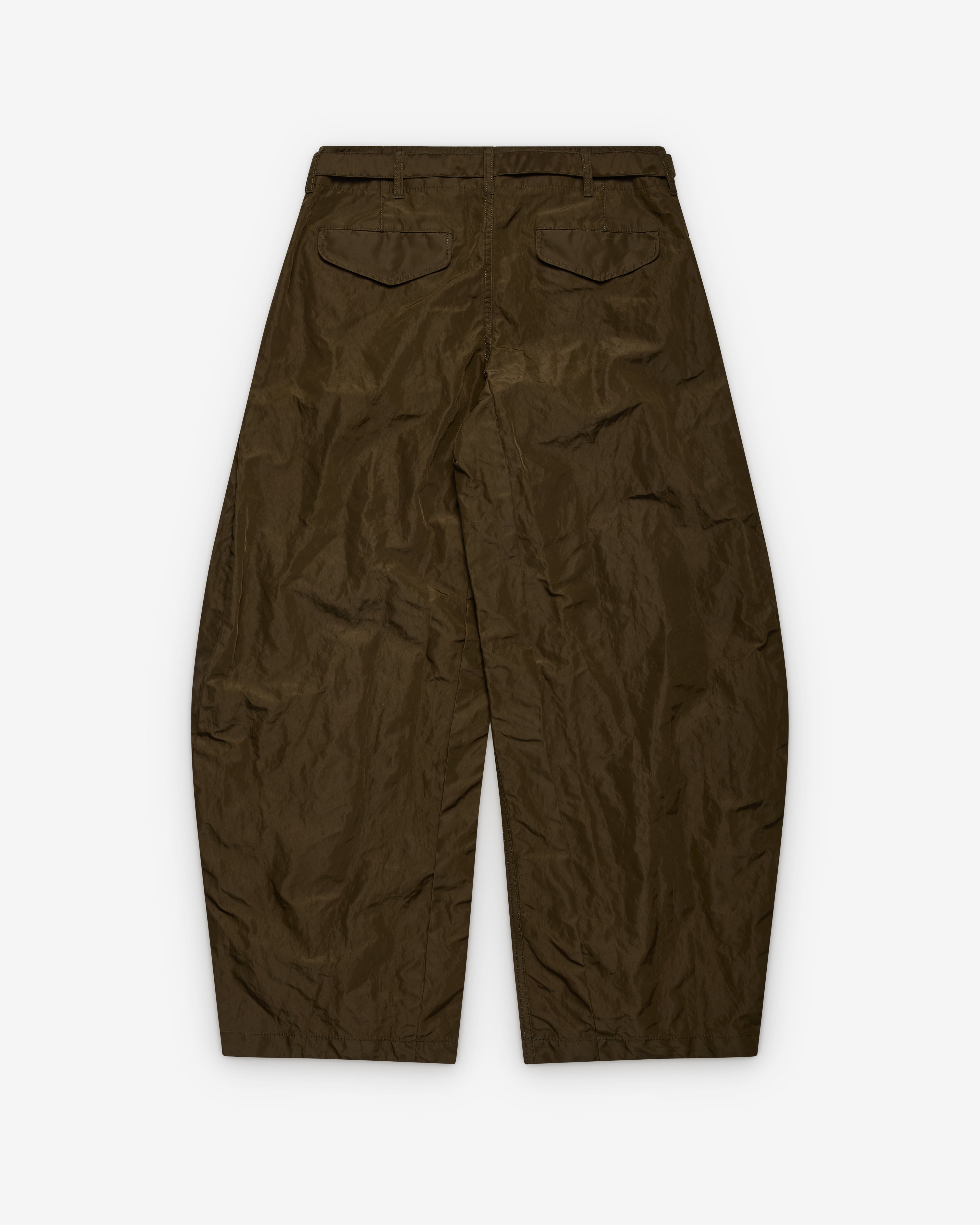 sacai: Men's Treated Nylon Twill Pants (Khaki) | DSML E-SHOP