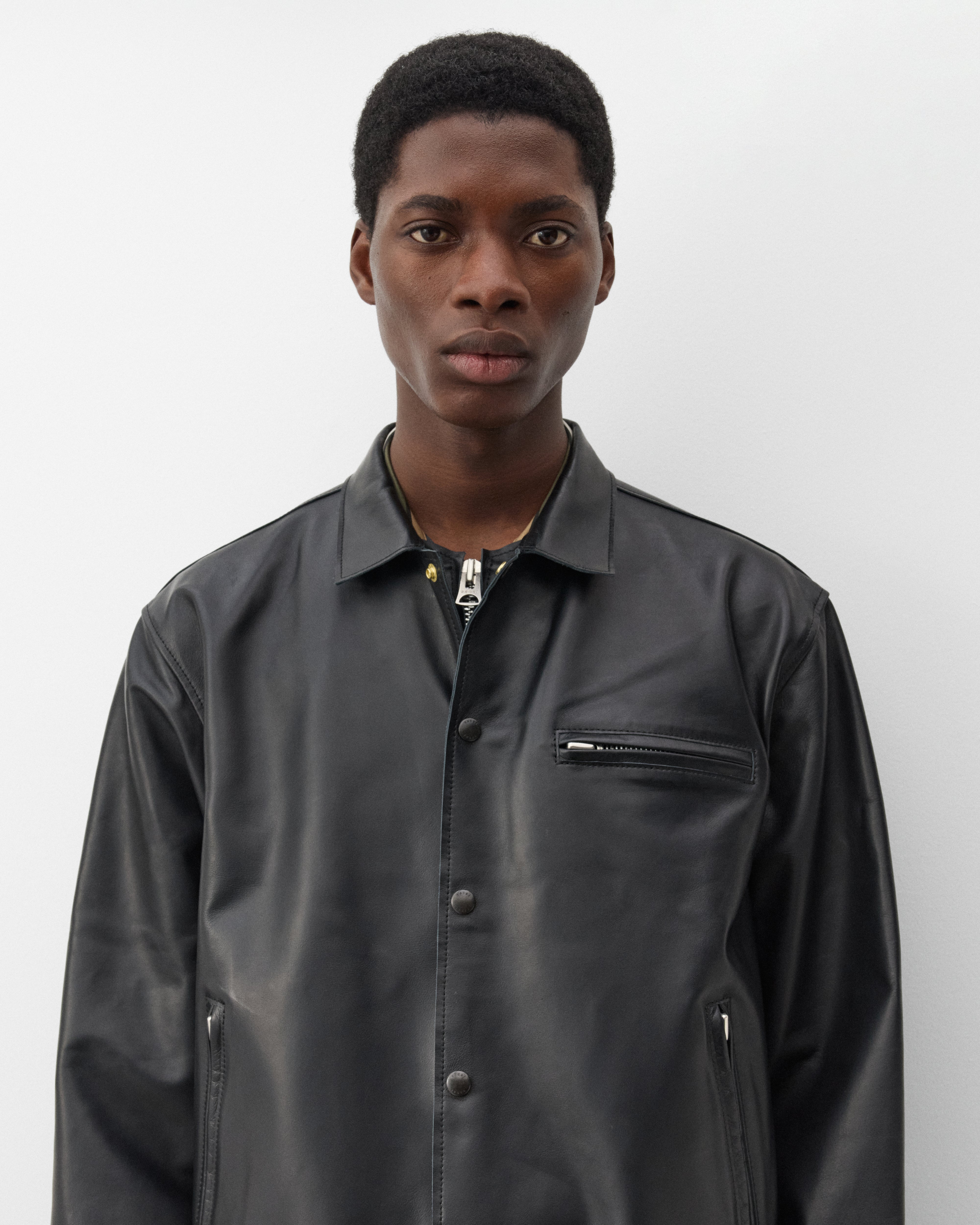 Sacai : Men's Leather Blouson (Black) | Dover Street Market London