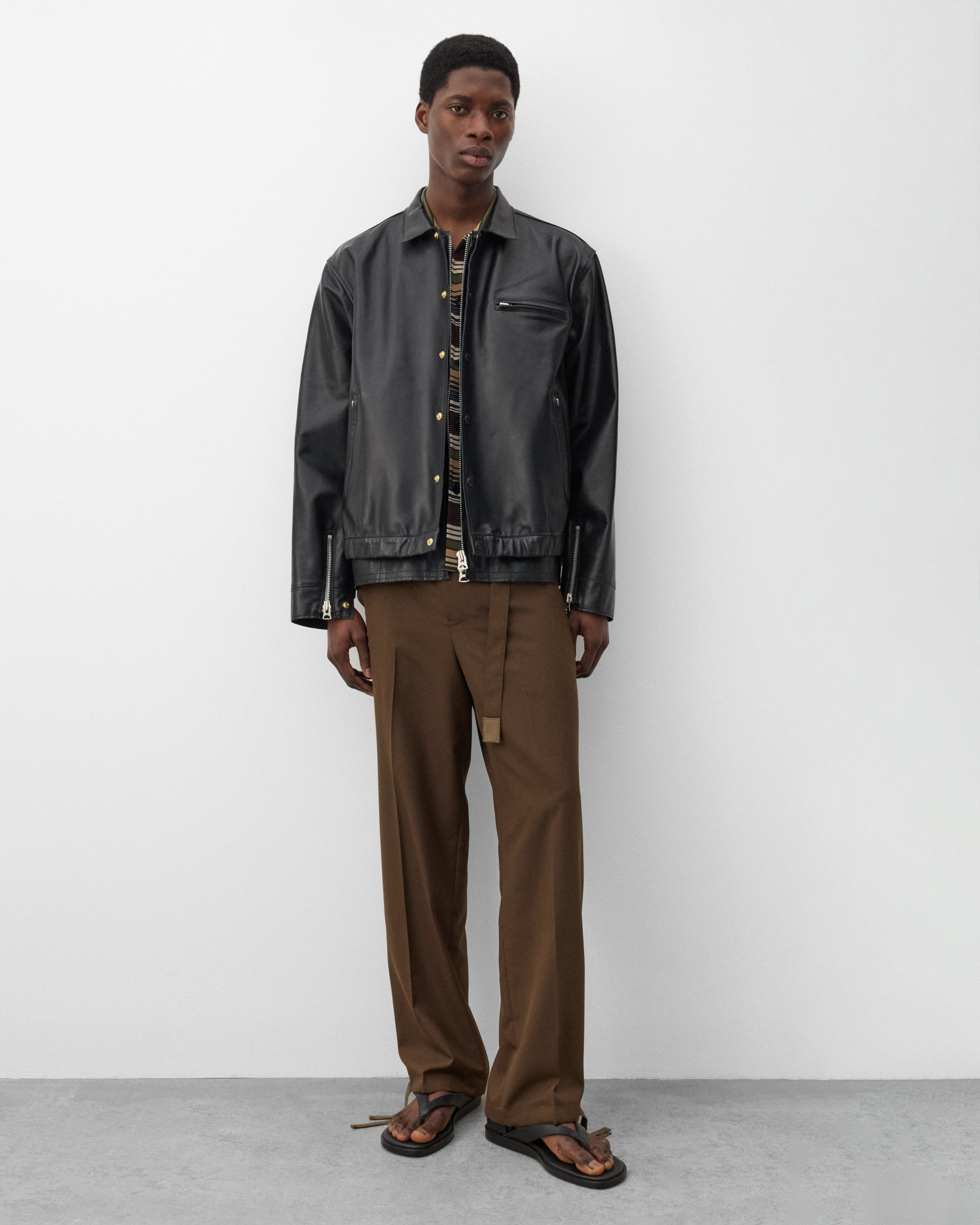 Sacai : Men's Leather Blouson (Black) | Dover Street Market London