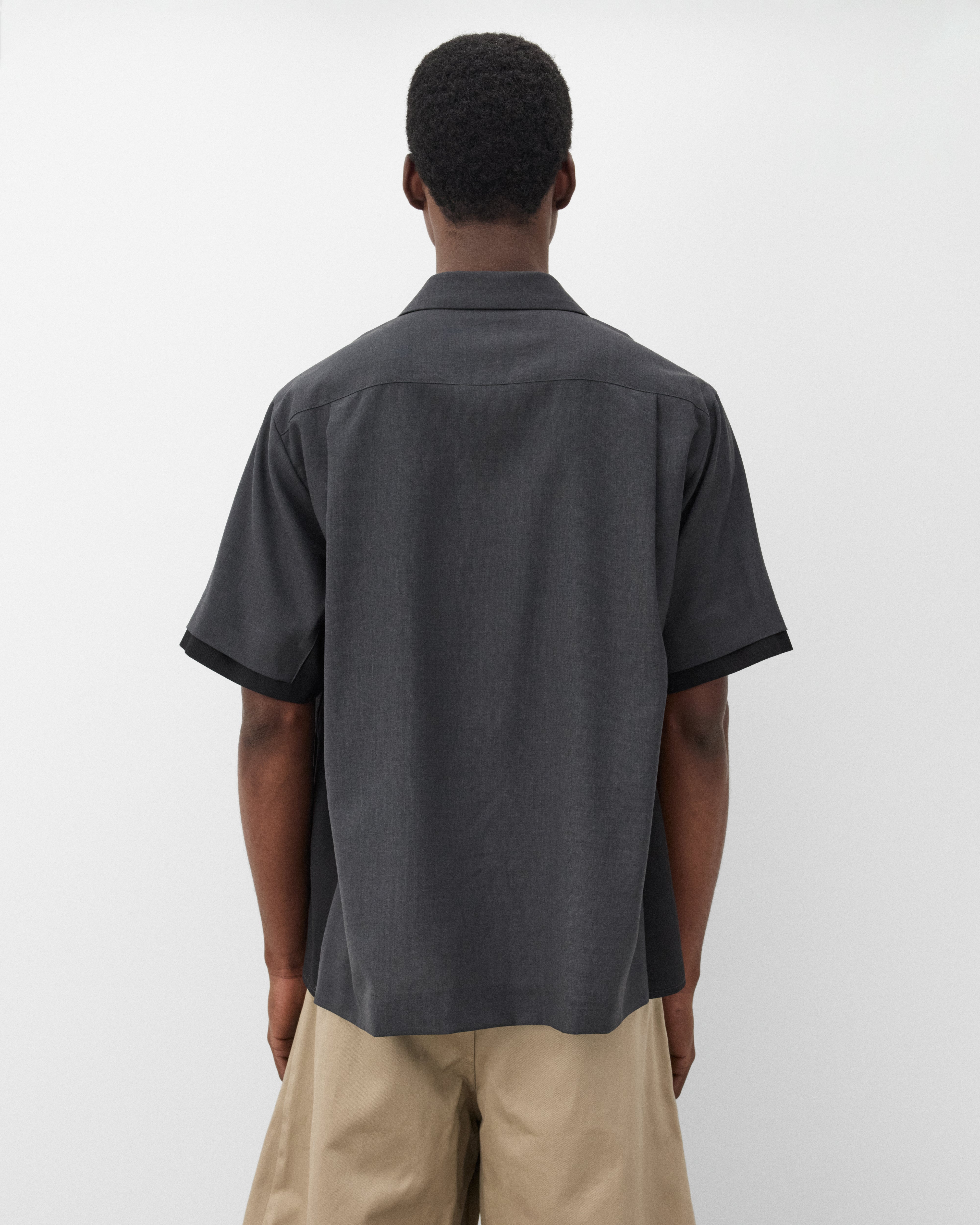 sacai: Men's Denim Panelled Shirt (Black/Grey) | Dover Street