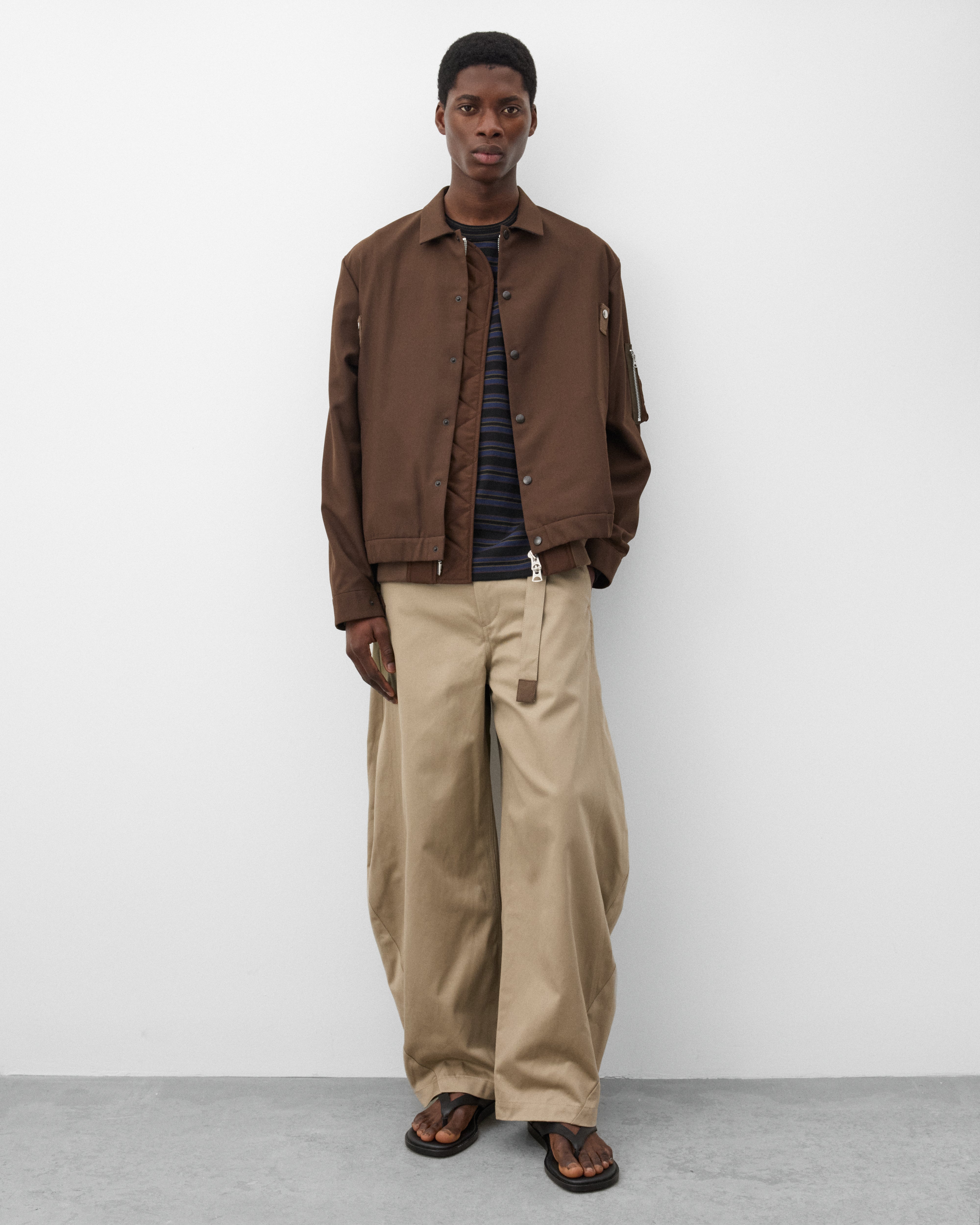 sacai: Men's Nylon Twill Blouson (Brown) | Dover Street Market London