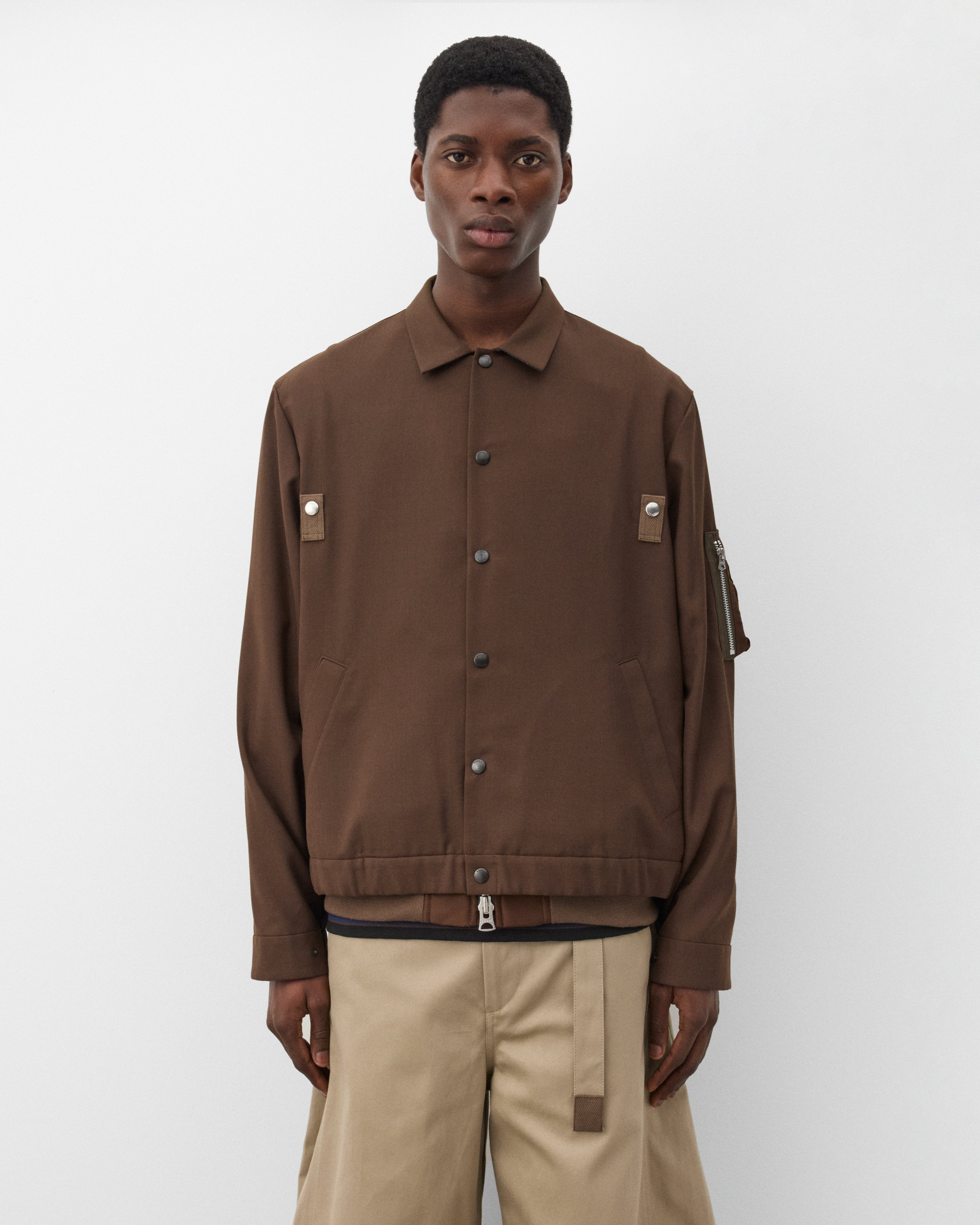 sacai: Men's Nylon Twill Blouson (Brown) | Dover Street Market London