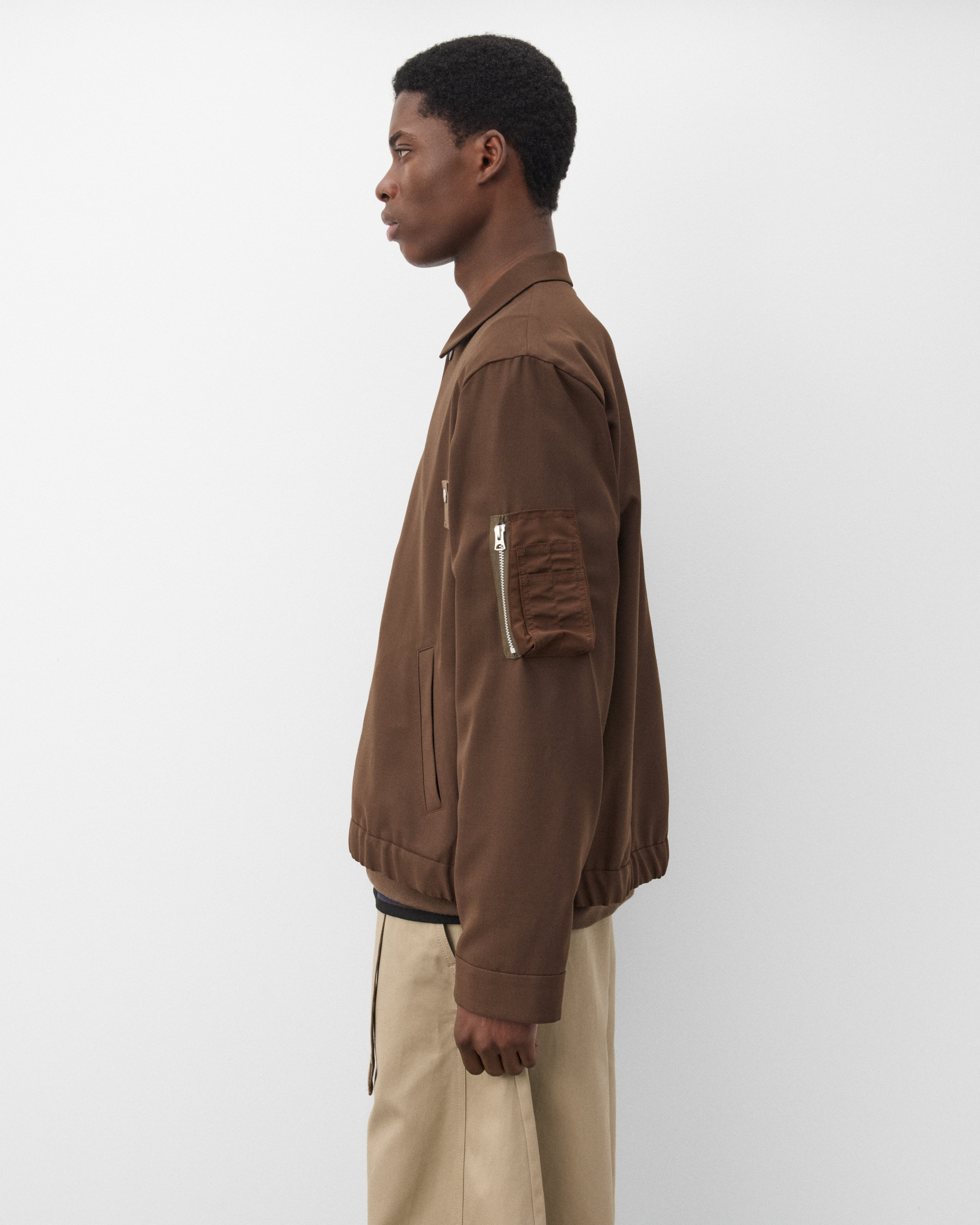 sacai: Men's Nylon Twill Blouson (Brown) | Dover Street Market London