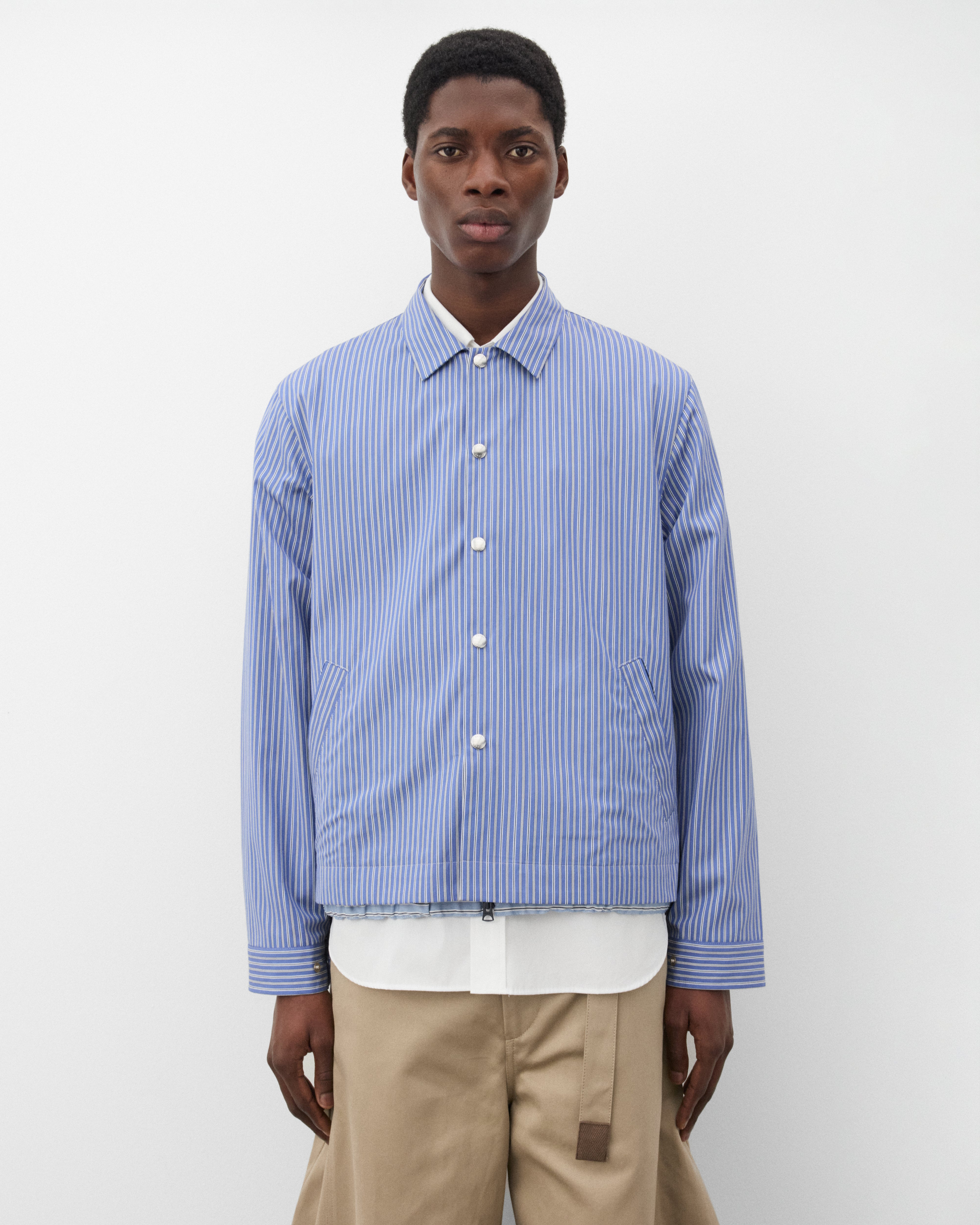 sacai: Men's Striped Blouson (Blue/White) | Dover Street Market London