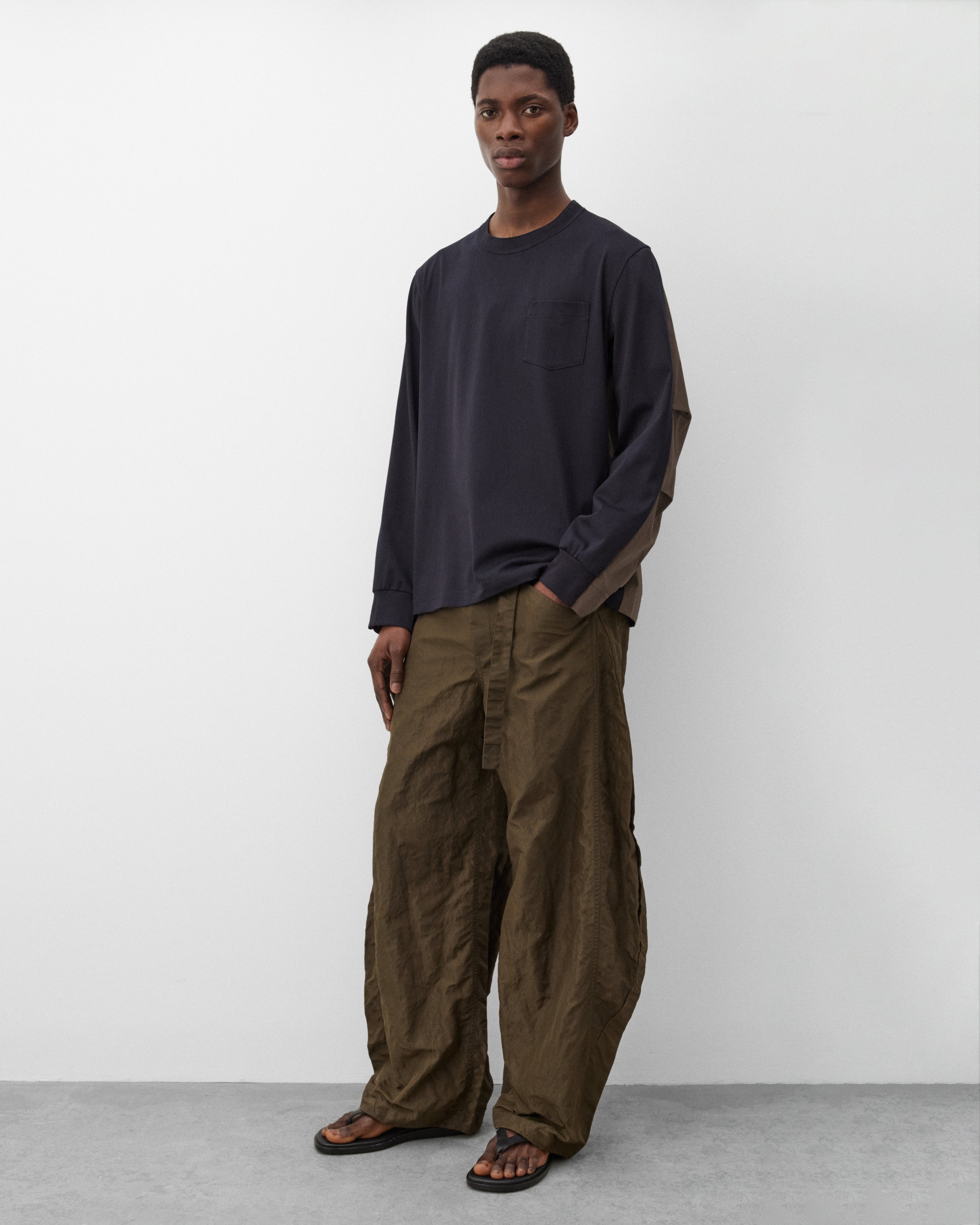 Sacai: Men's Cotton Typewriter Cotton Jersey (Black/Brown) | Dover