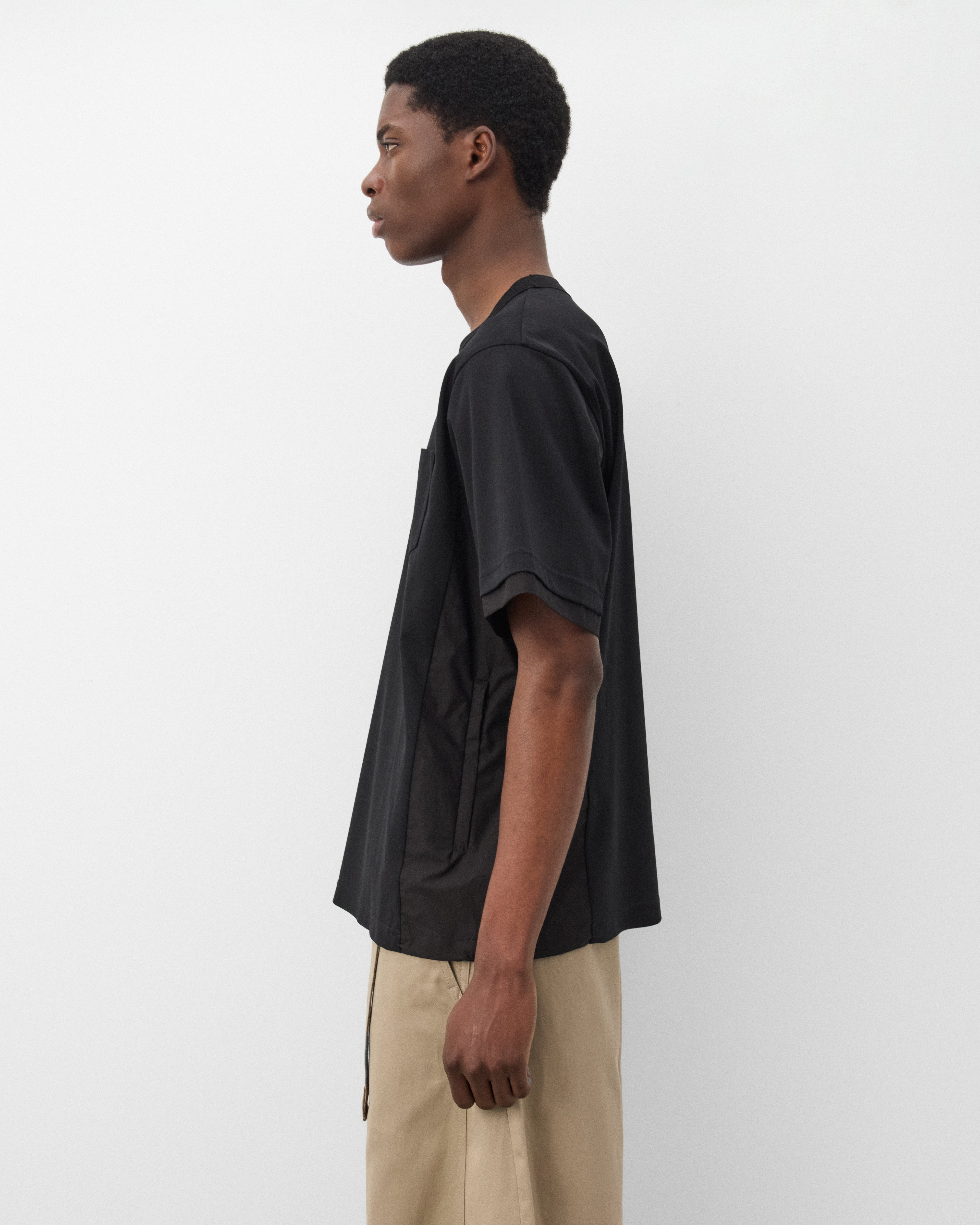 Sacai: Men's Cotton Typewriter Cotton Jersey (Black) | Dover