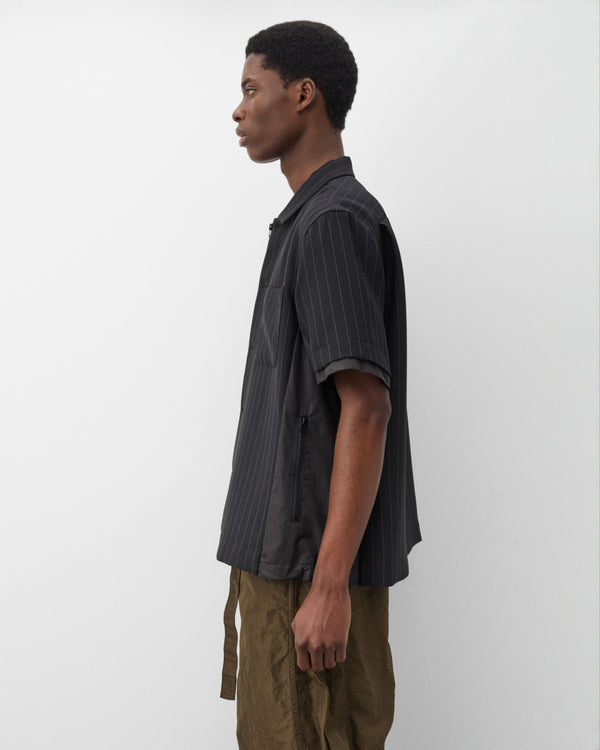 Sacai  - Men's Matelasse Twill Shirt - (Black Stripe)