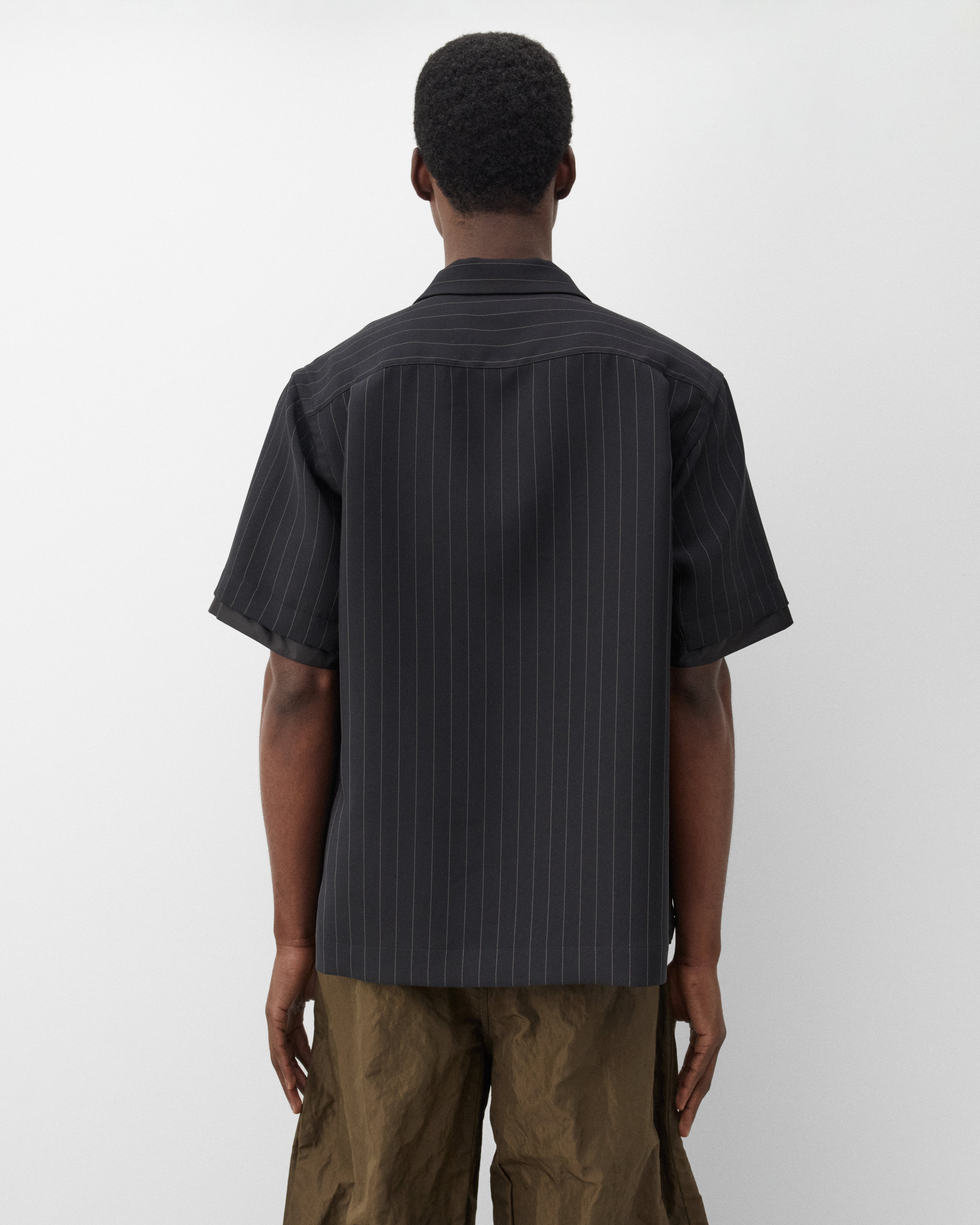 Sacai : Men's Matelasse Twill Shirt (Black Stripe) | Dover Street