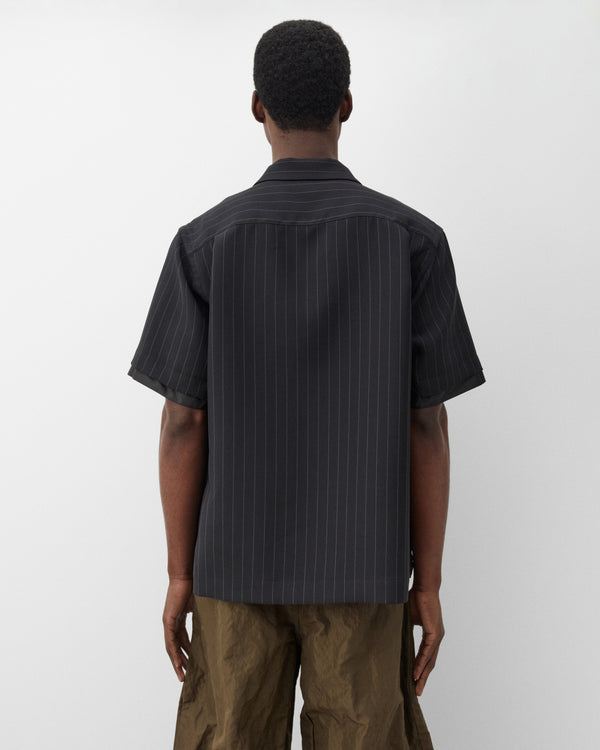 Sacai  - Men's Matelasse Twill Shirt - (Black Stripe)