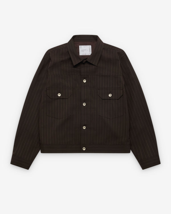 Sacai  - Men's Chalk Stripe Jacket - (Brown Stripe)