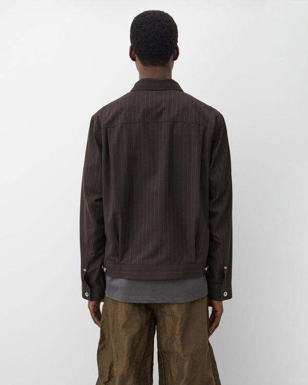 Sacai  - Men's Chalk Stripe Jacket - (Brown Stripe)