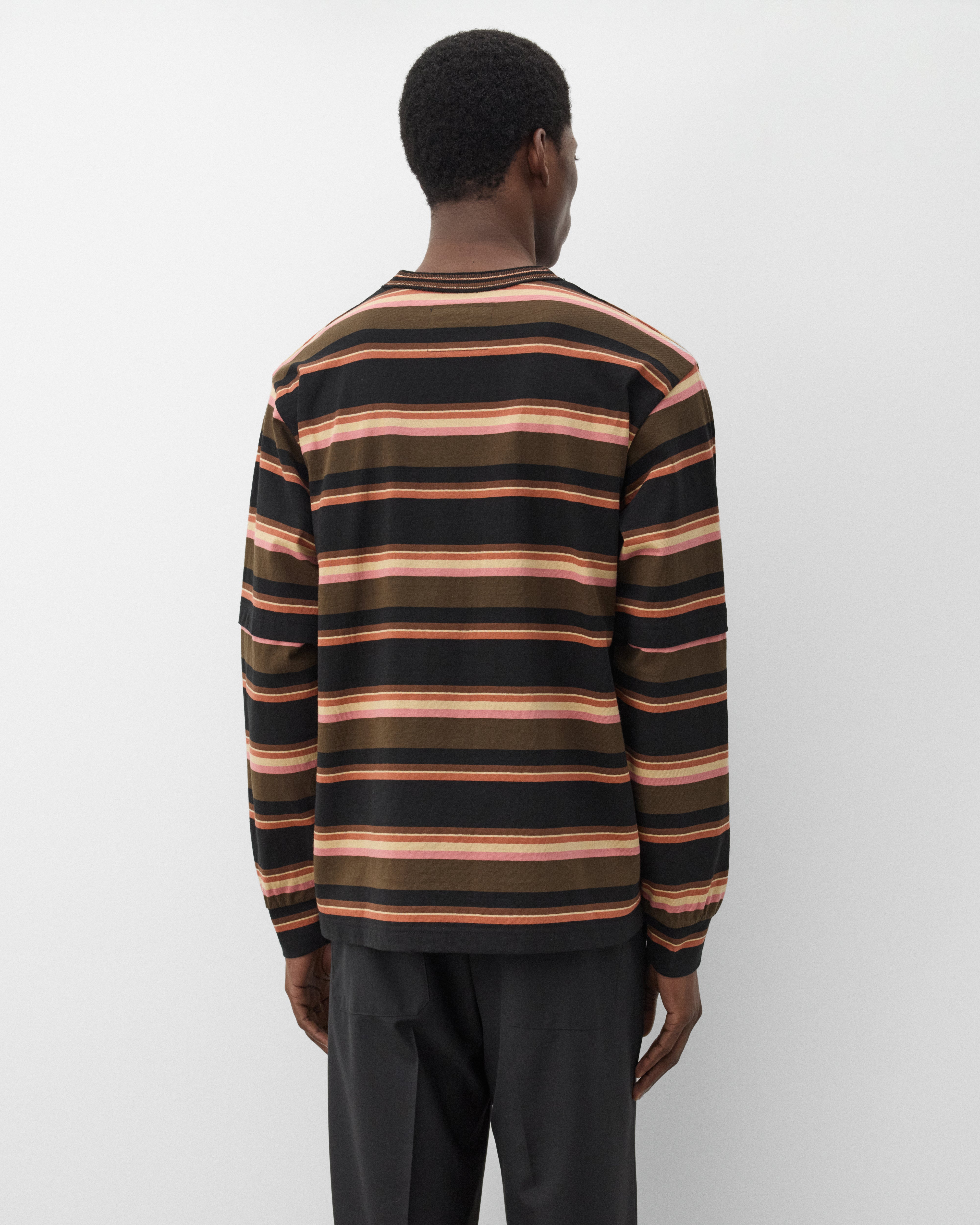Sacai: Men's Horizontal Stripe L/S T-Shirt (Brown Multi) | Dover