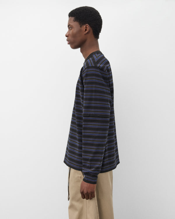 Sacai - Men's Horizontal Stripe L/S T-Shirt - (Charcoal Stripe)