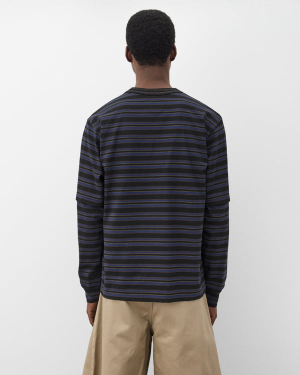 Sacai - Men's Horizontal Stripe L/S T-Shirt - (Charcoal Stripe)