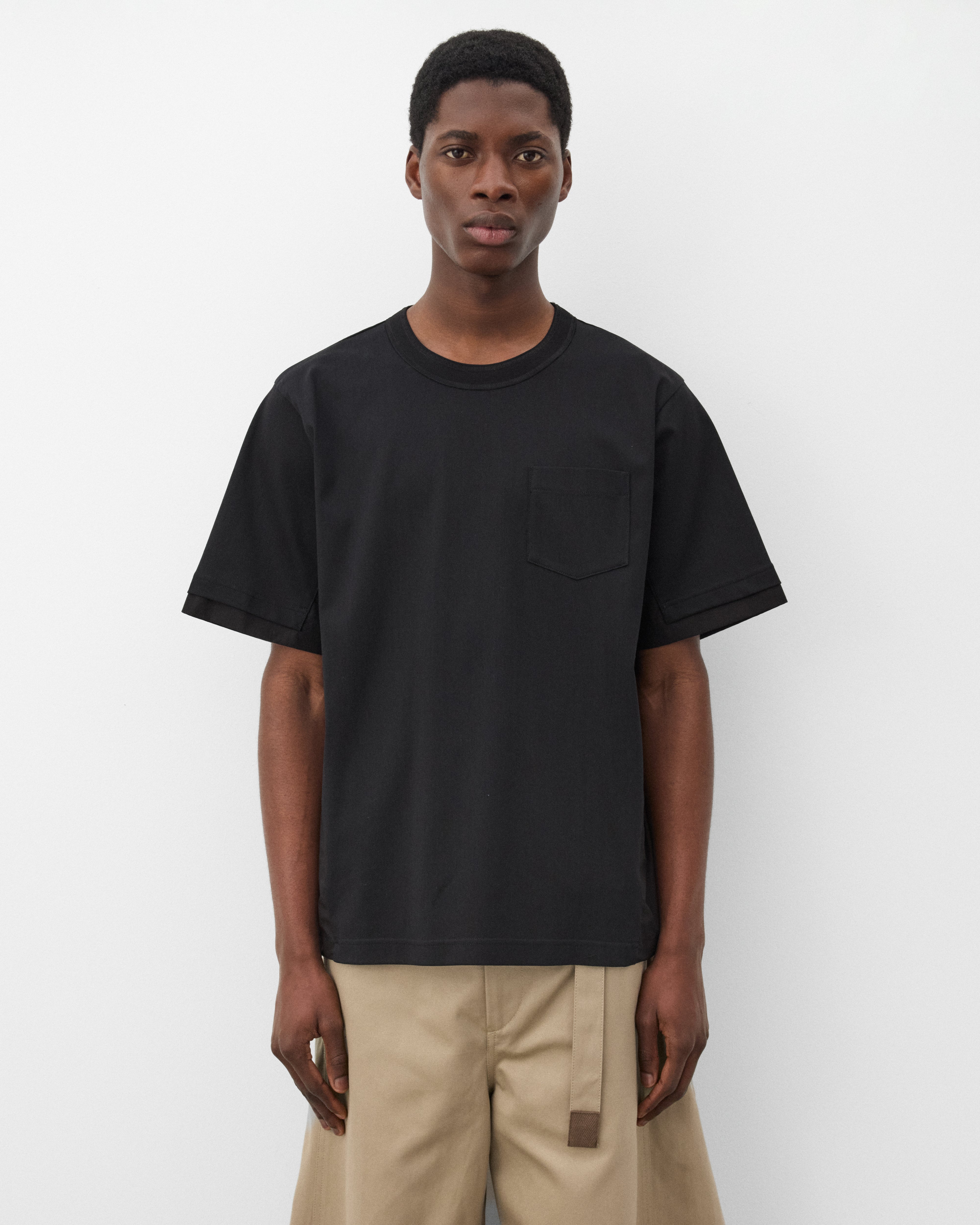 Sacai: Men's Cotton Typewriter Cotton Jersey (Black) | Dover