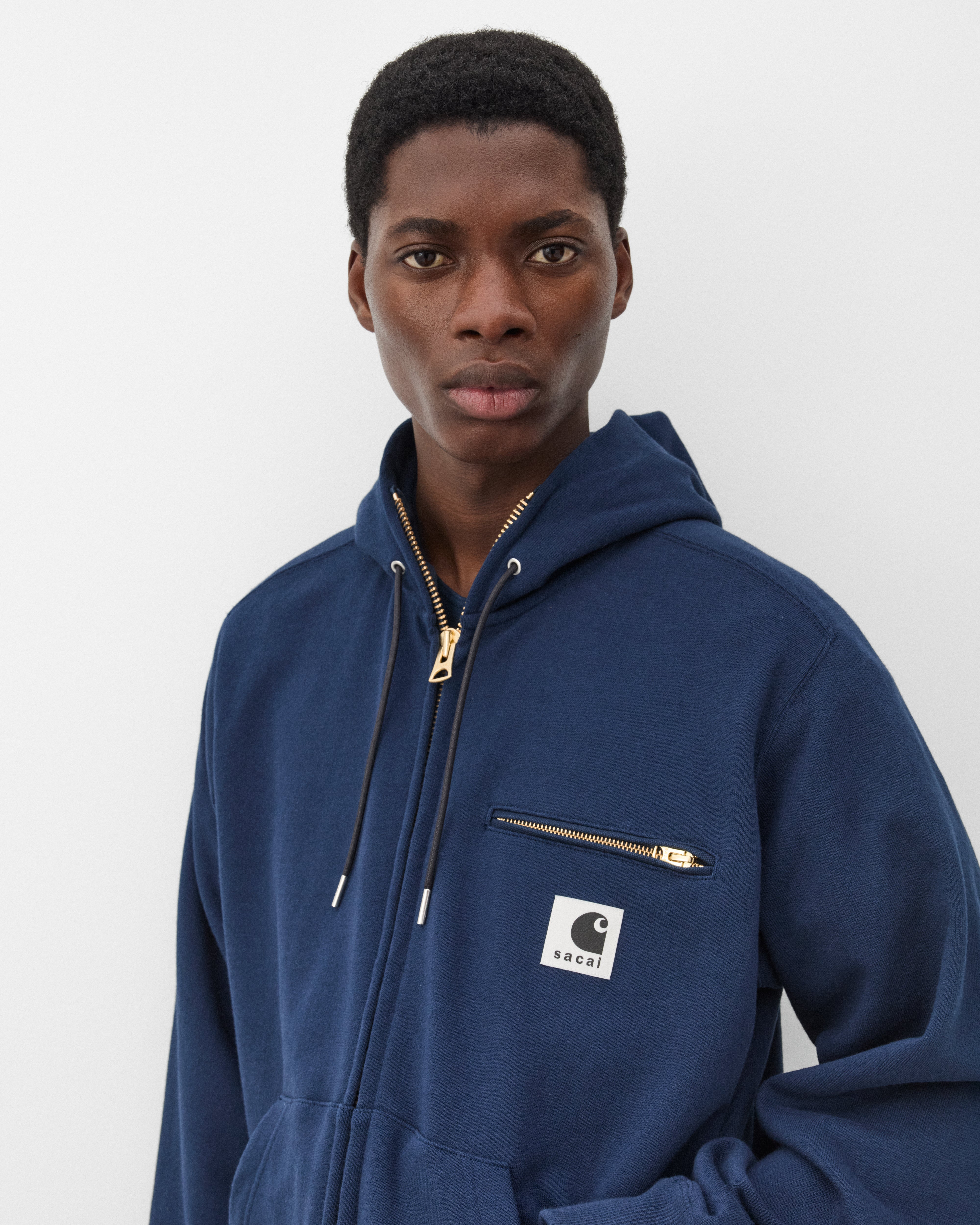 sacai×Carhartt WIP Cotton Jersey Hoodie Sacai x Carhartt WIP Blue Cotton Jersey Hoodie | SACAI - Antonia